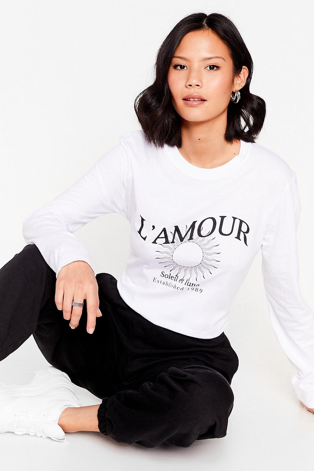 White L'Amour Soleil Long Sleeve Graphic T-Shirt image number 1