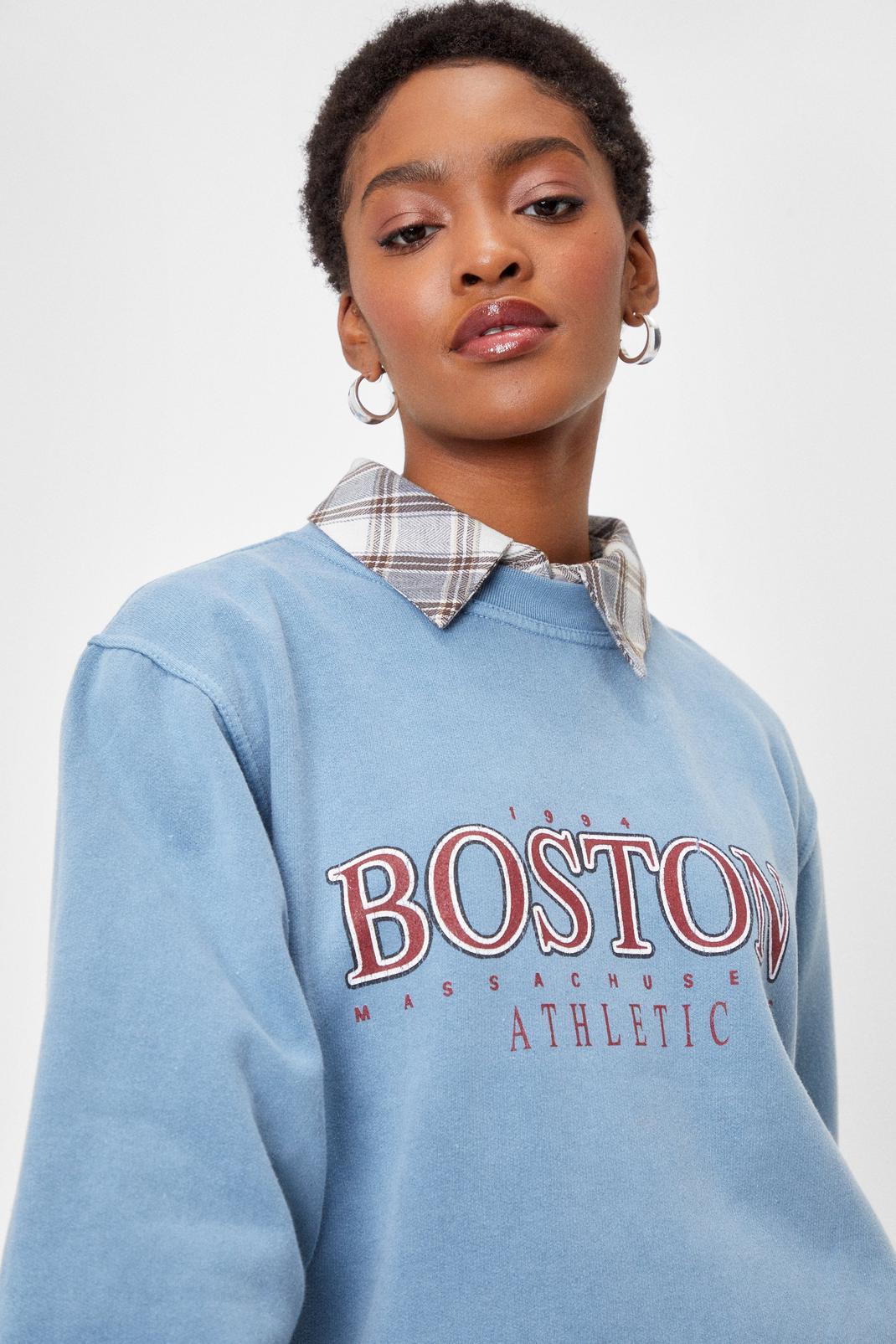 Washed blue Boston Oversized Graphic Sweatshirt image number 1