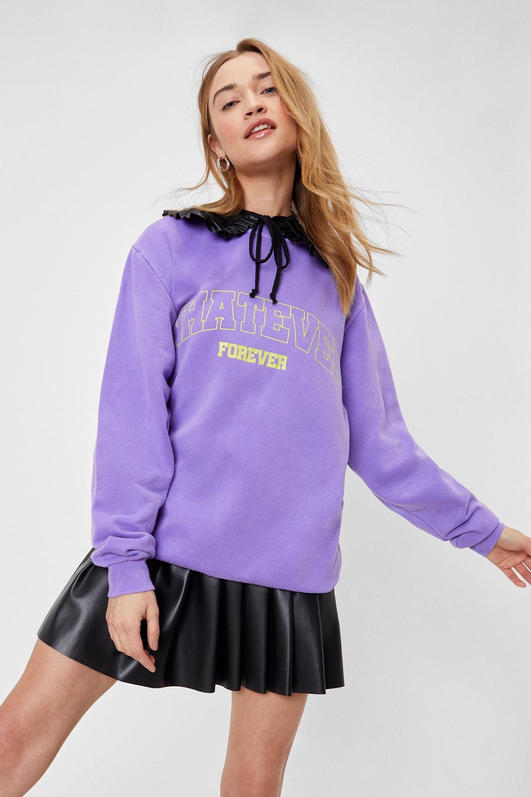 Lilac Whatever Forever Oversized Graphic Sweatshirt image number 1