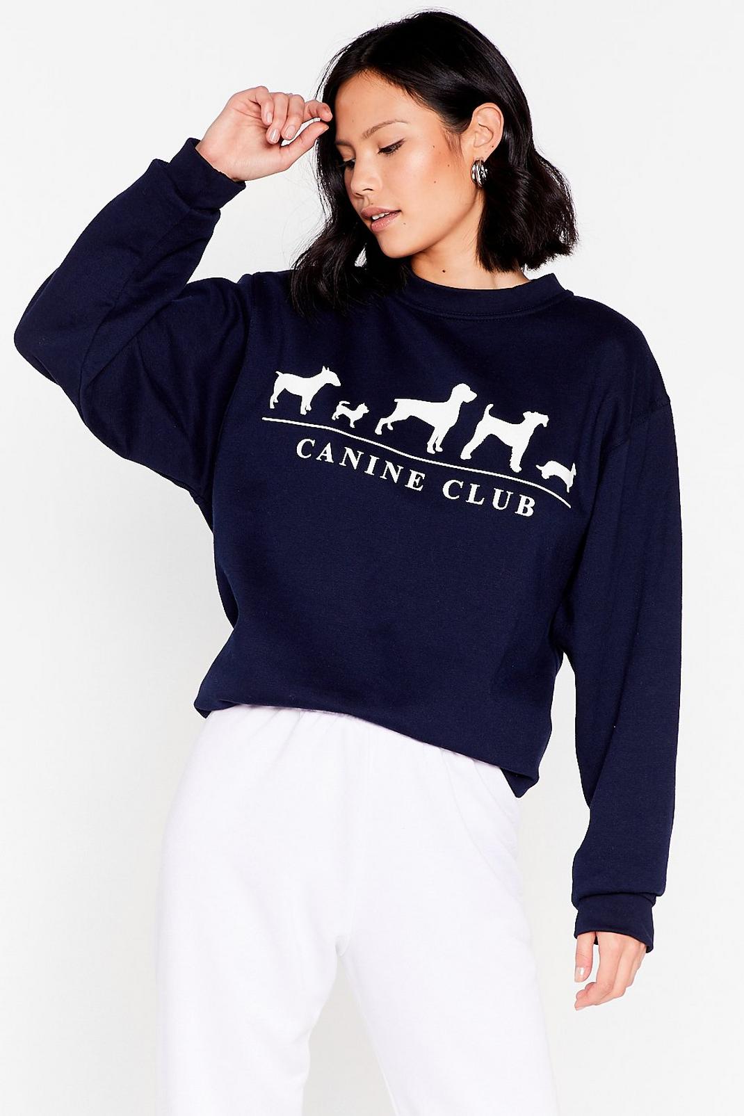 Navy Canine Club Oversized Graphic Sweatshirt image number 1