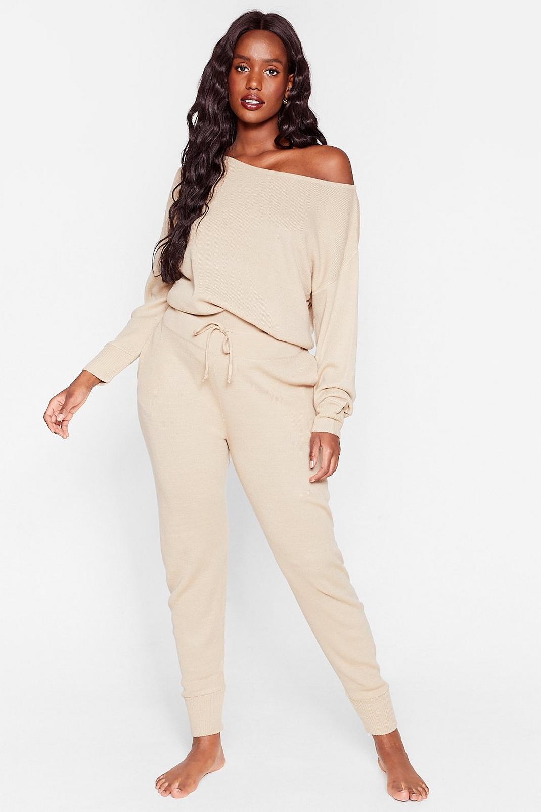 Stone Plus Size Knit Sweater and Sweatpants Set image number 1