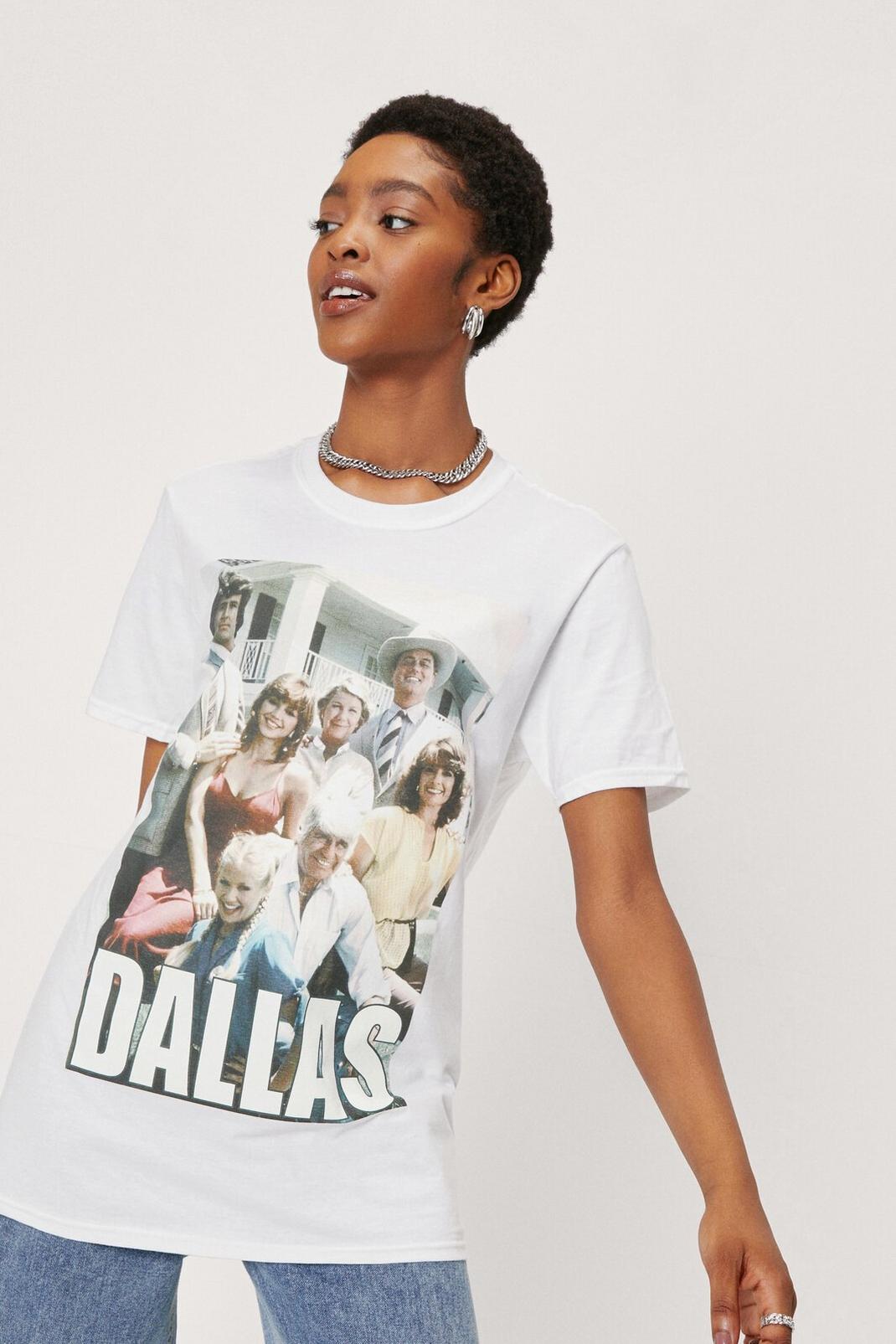 White Dallas Oversized Graphic T-Shirt image number 1