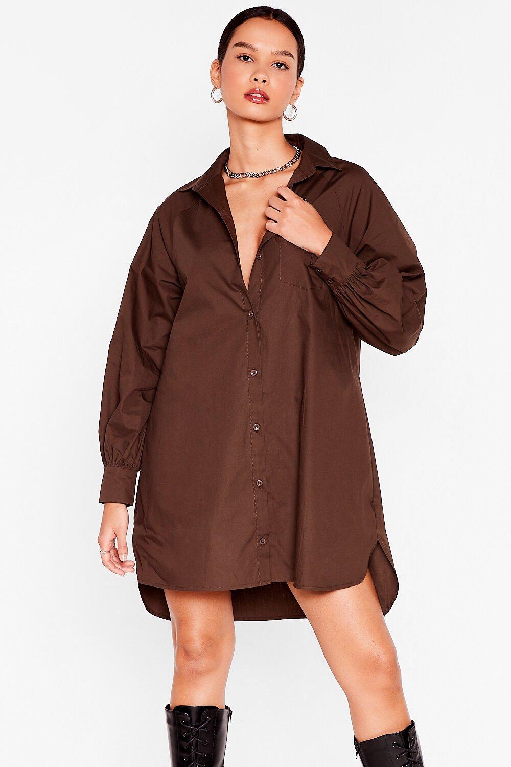 plus size oversized button down shirt dress