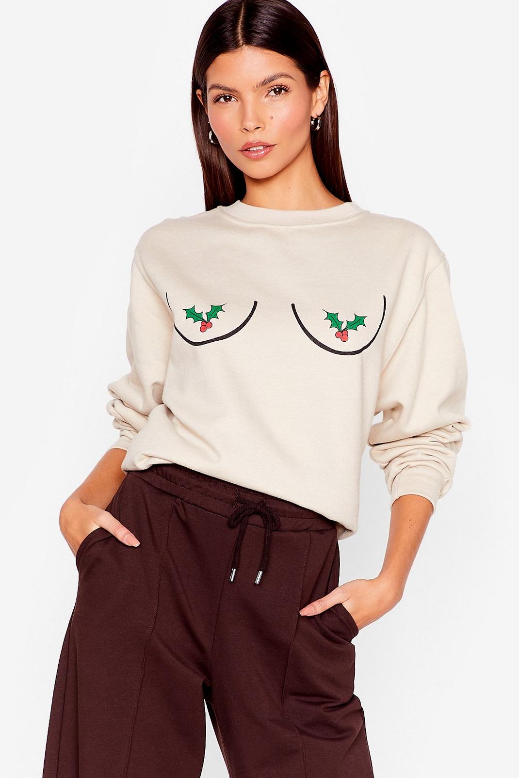 Holly Tits Graphic Christmas Sweatshirt image number 1