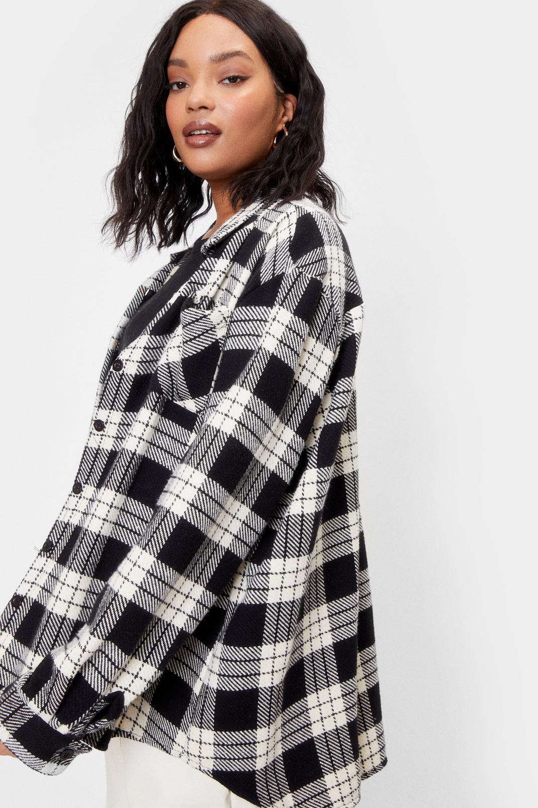 Black Plus Size Plaid Oversized Shirt image number 1