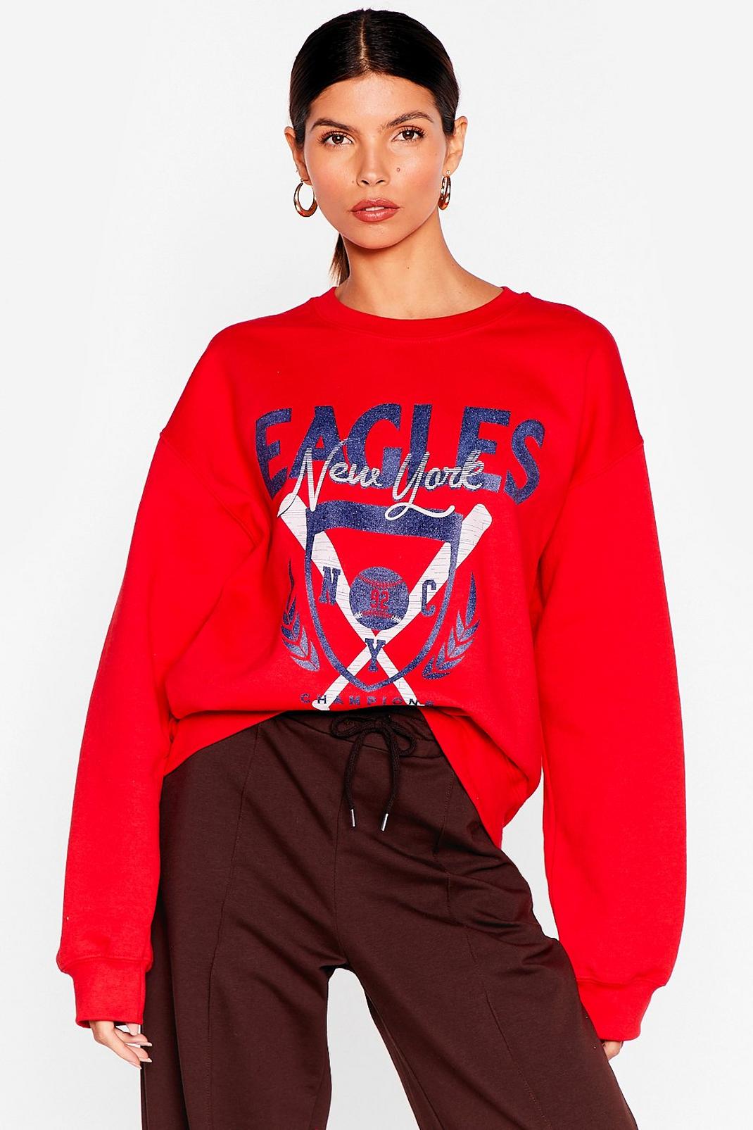 Red First Base-ball New York Graphic Sweatshirt image number 1