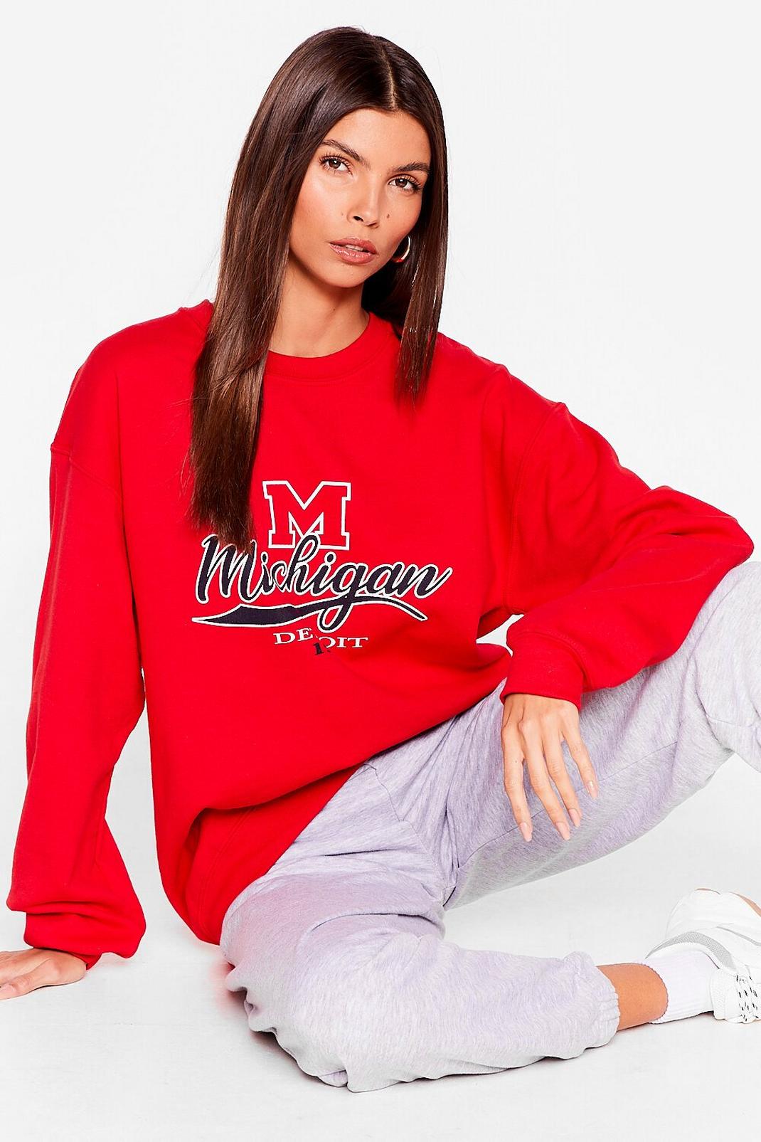 Oversized Michigan Detroit Graphic Sweatshirt image number 1