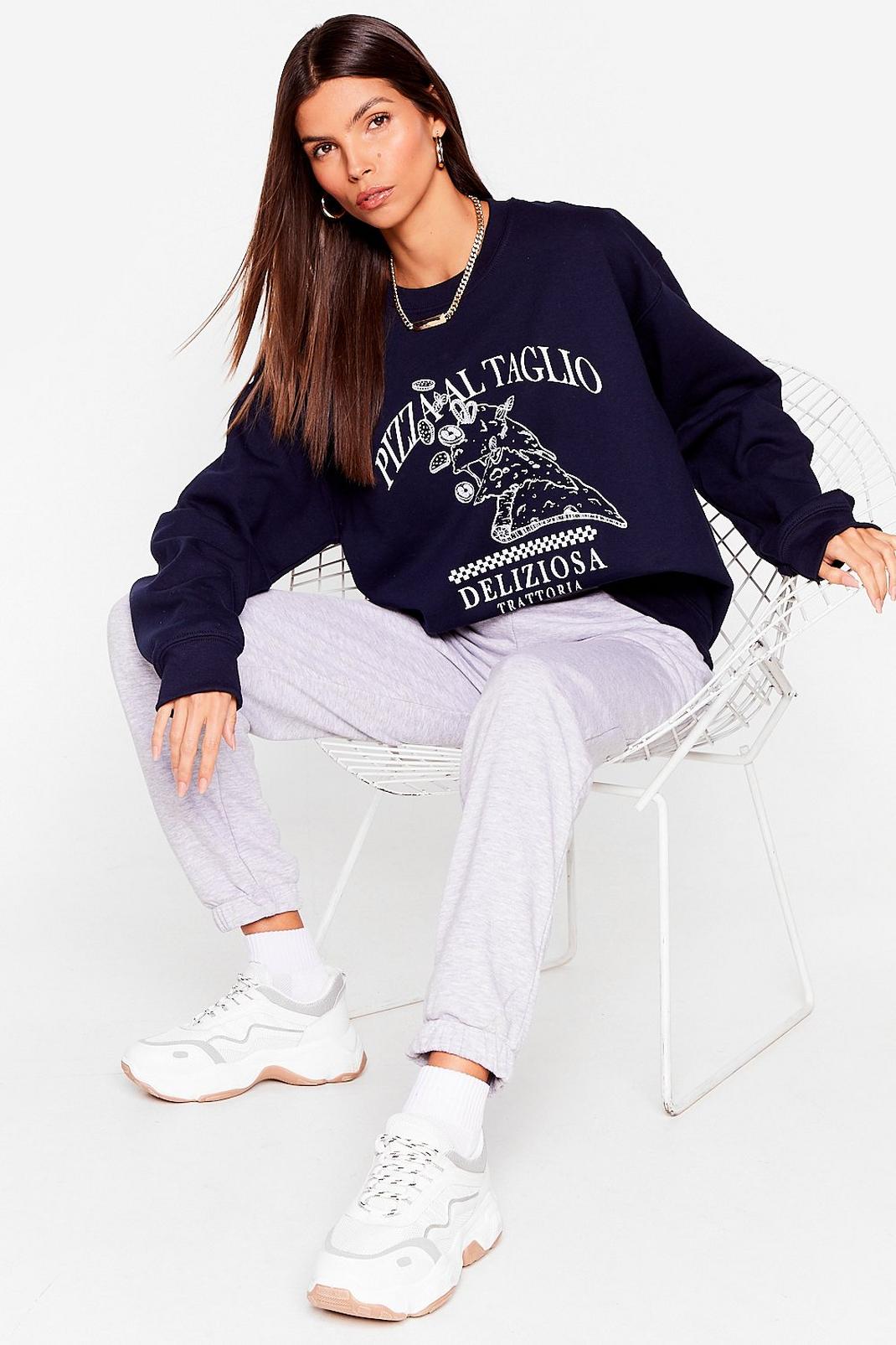 Navy You Wanna Pizza This Graphic Sweatshirt image number 1