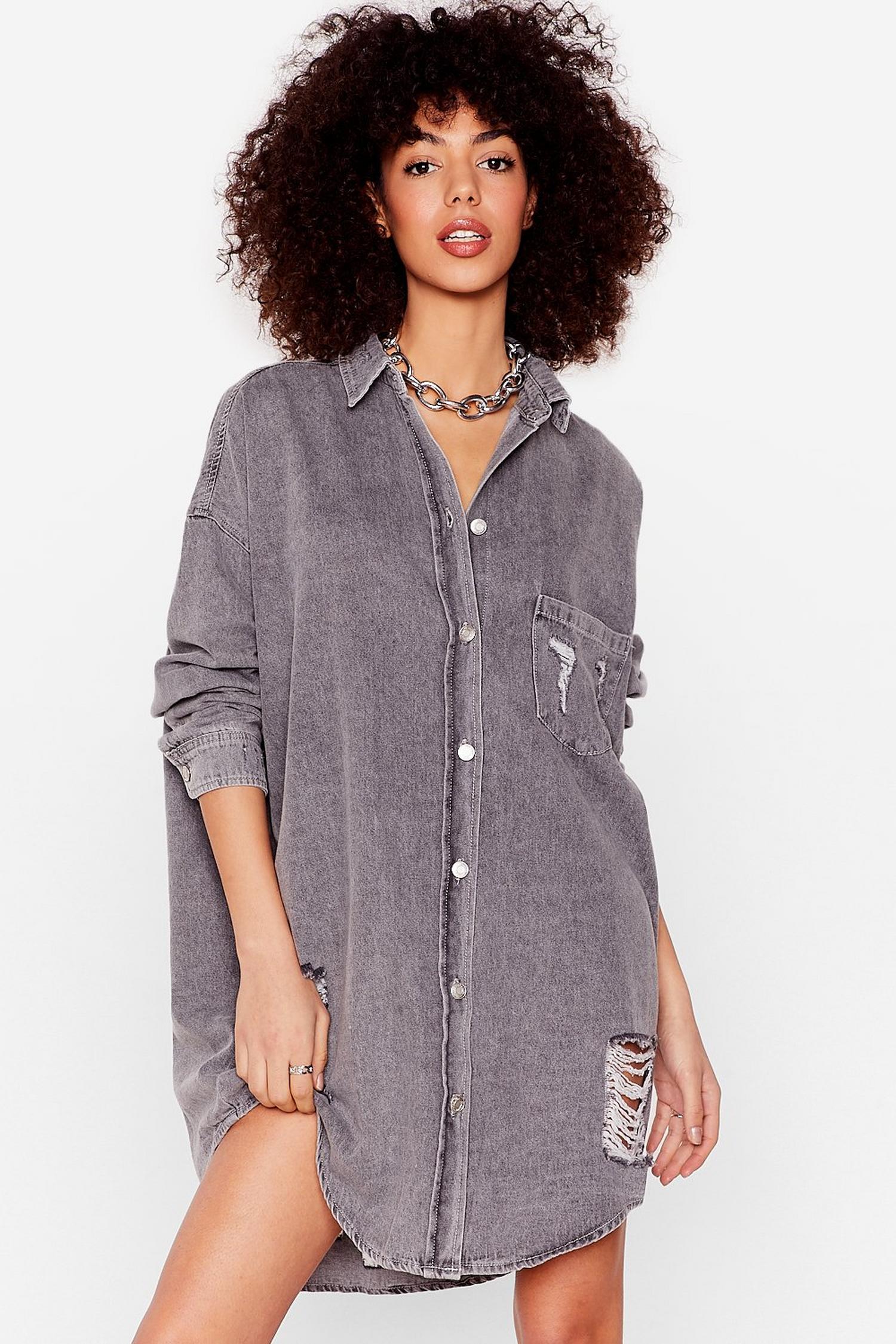 Oversized Distressed Denim Shirt | Nasty Gal