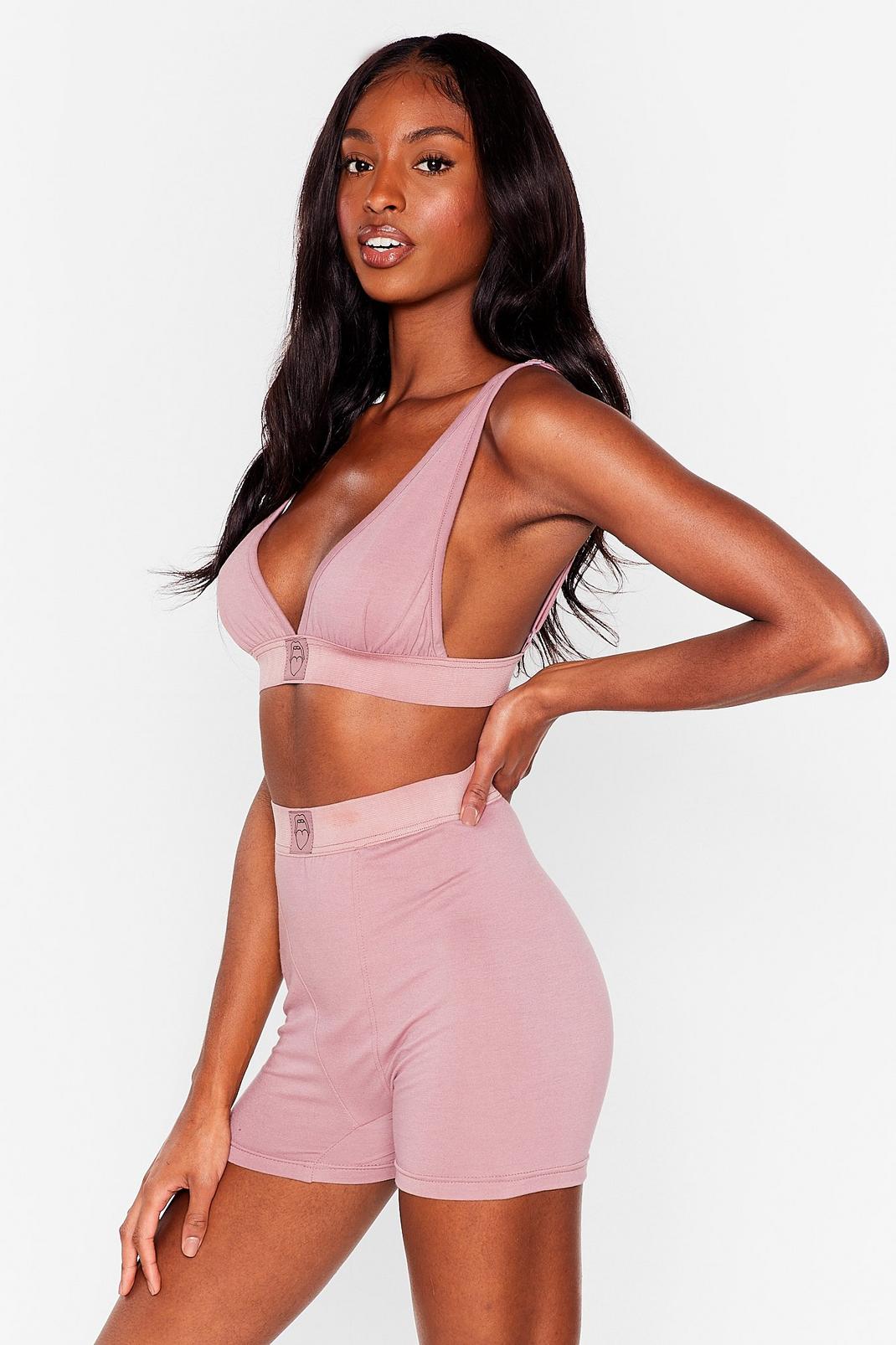 Mauve Mouth Off Bralette and Boxer Shorts Set image number 1