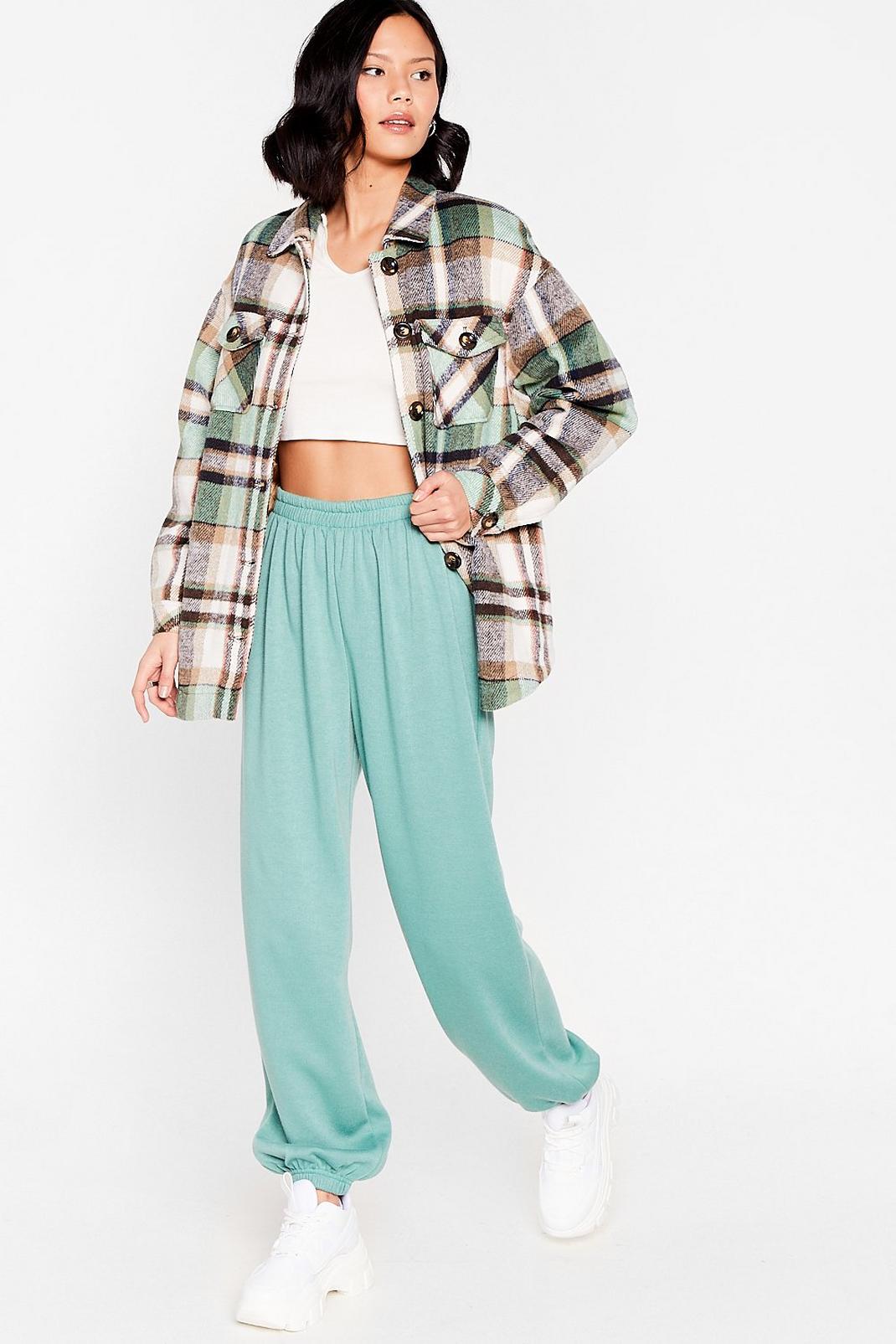 Abyss green Slouchy Oversized High Waisted Joggers image number 1