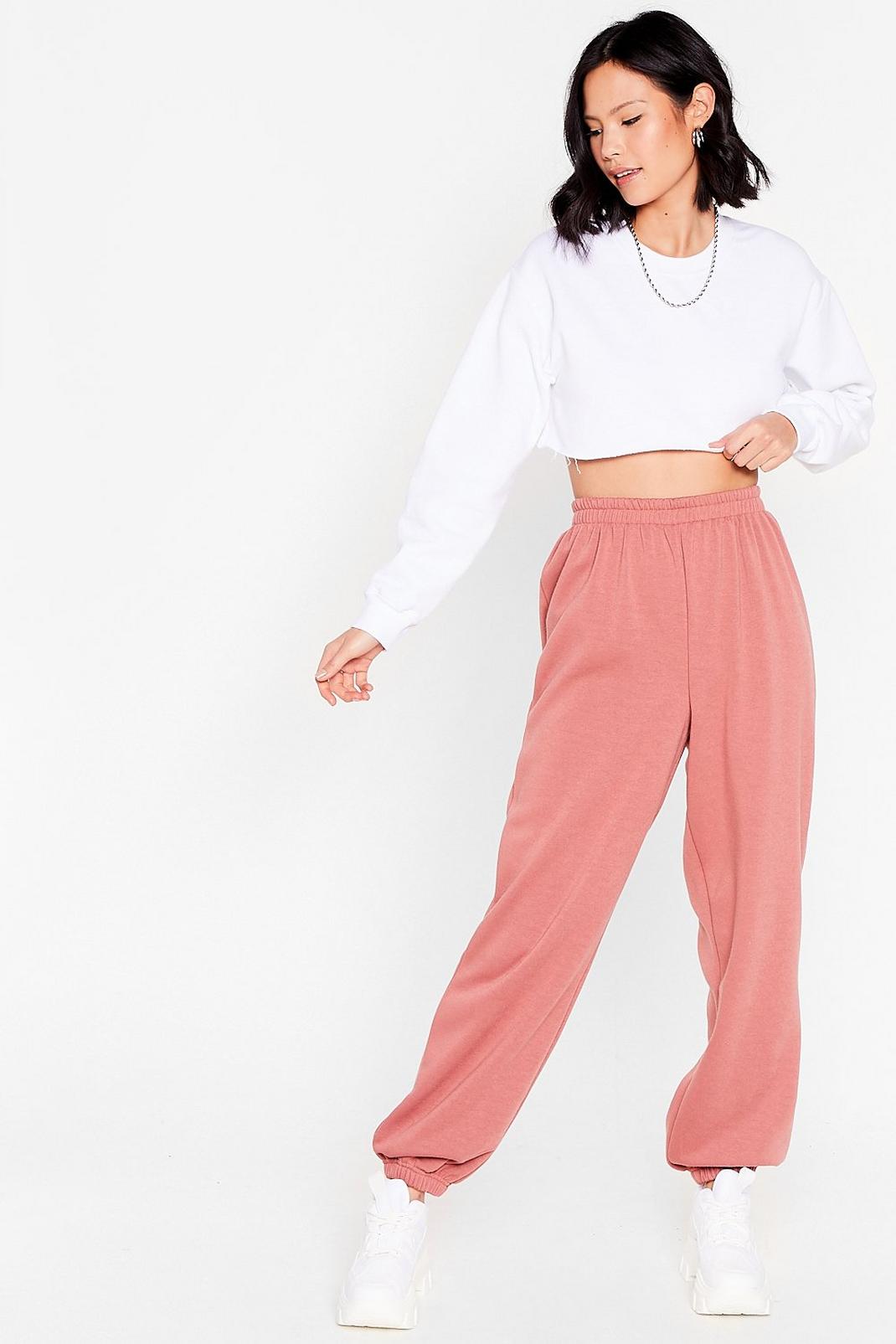 Rust pink Slouchy Oversized High Waisted Joggers image number 1