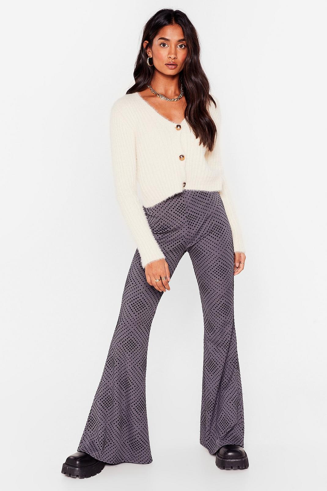 Grey Flare Were You High-Waisted Pants image number 1