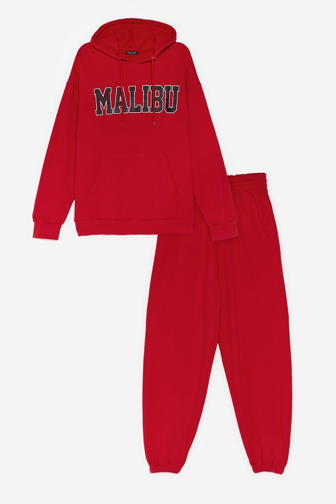 Red Malibu Graphic Hoodie and Joggers Set image number 1