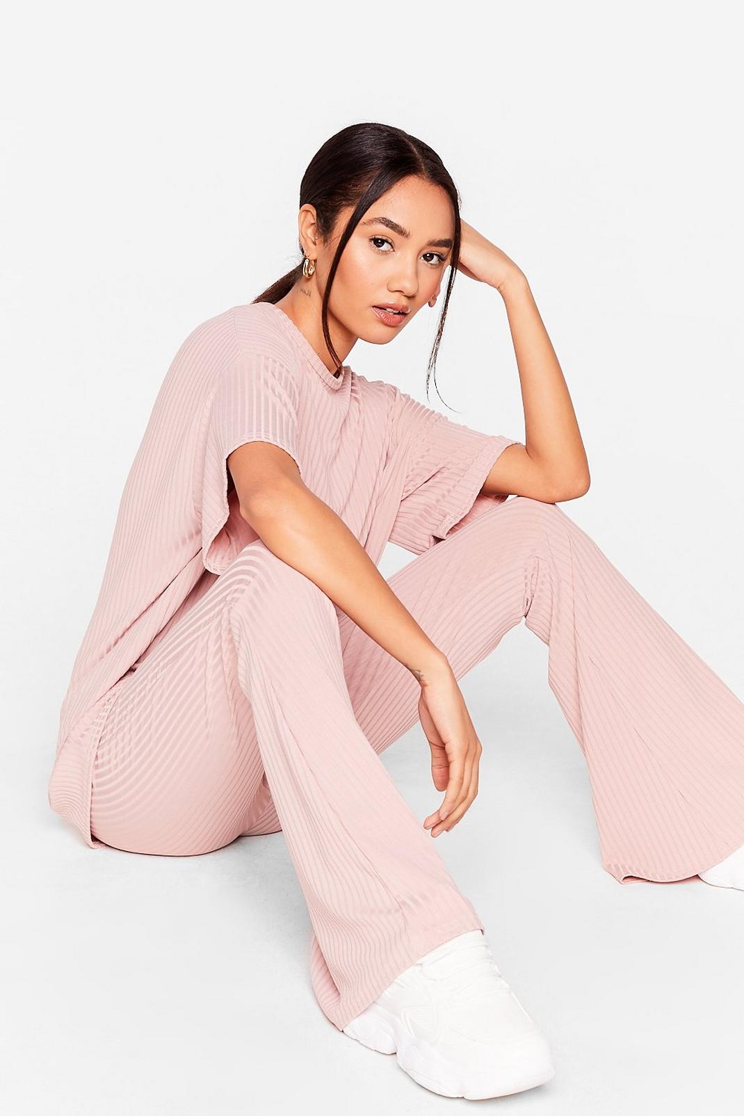 Together Again Petite Oversized Tee and Flare Trousers Set image number 1
