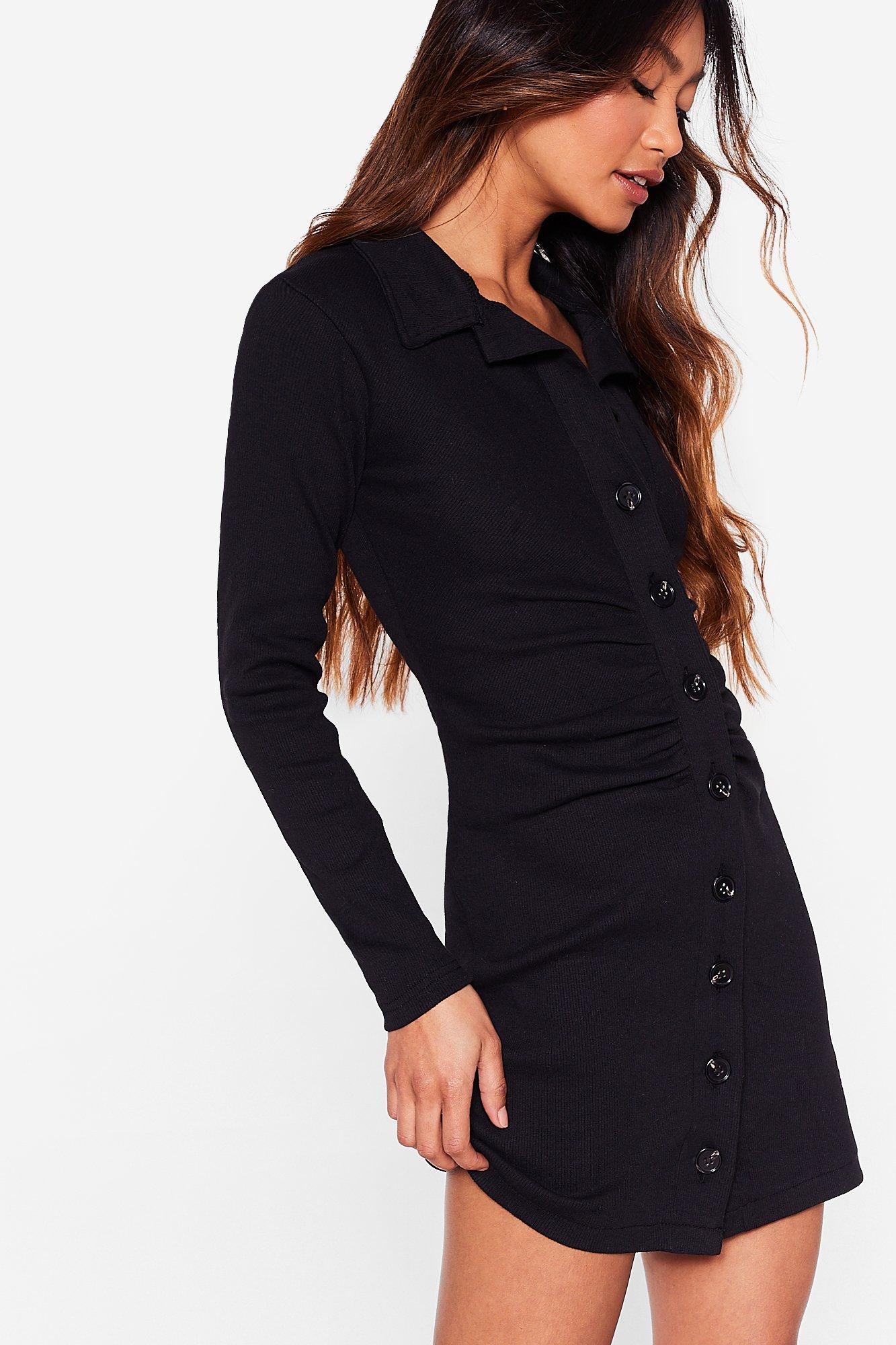 Black bodycon shop button up dress