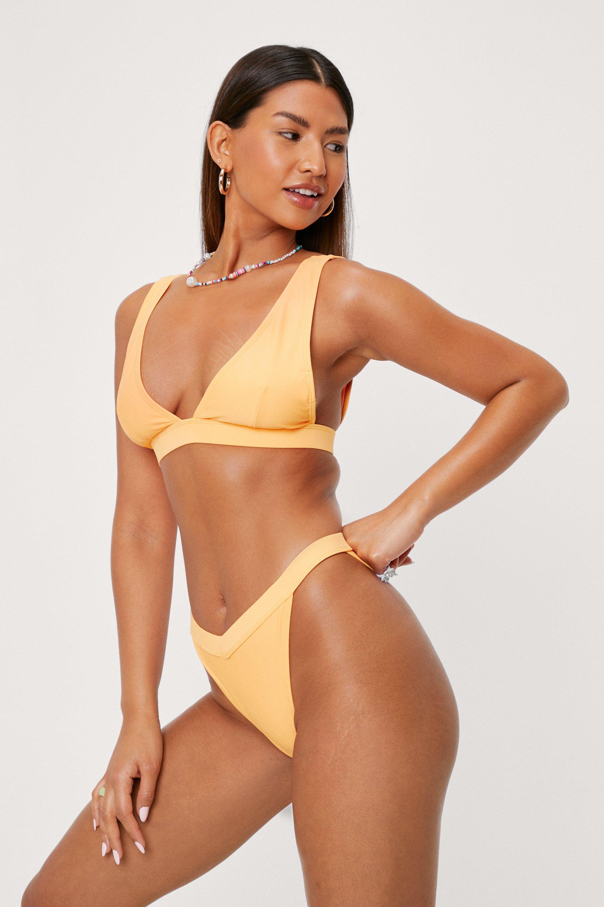 V Front High Leg Bikini Bottoms