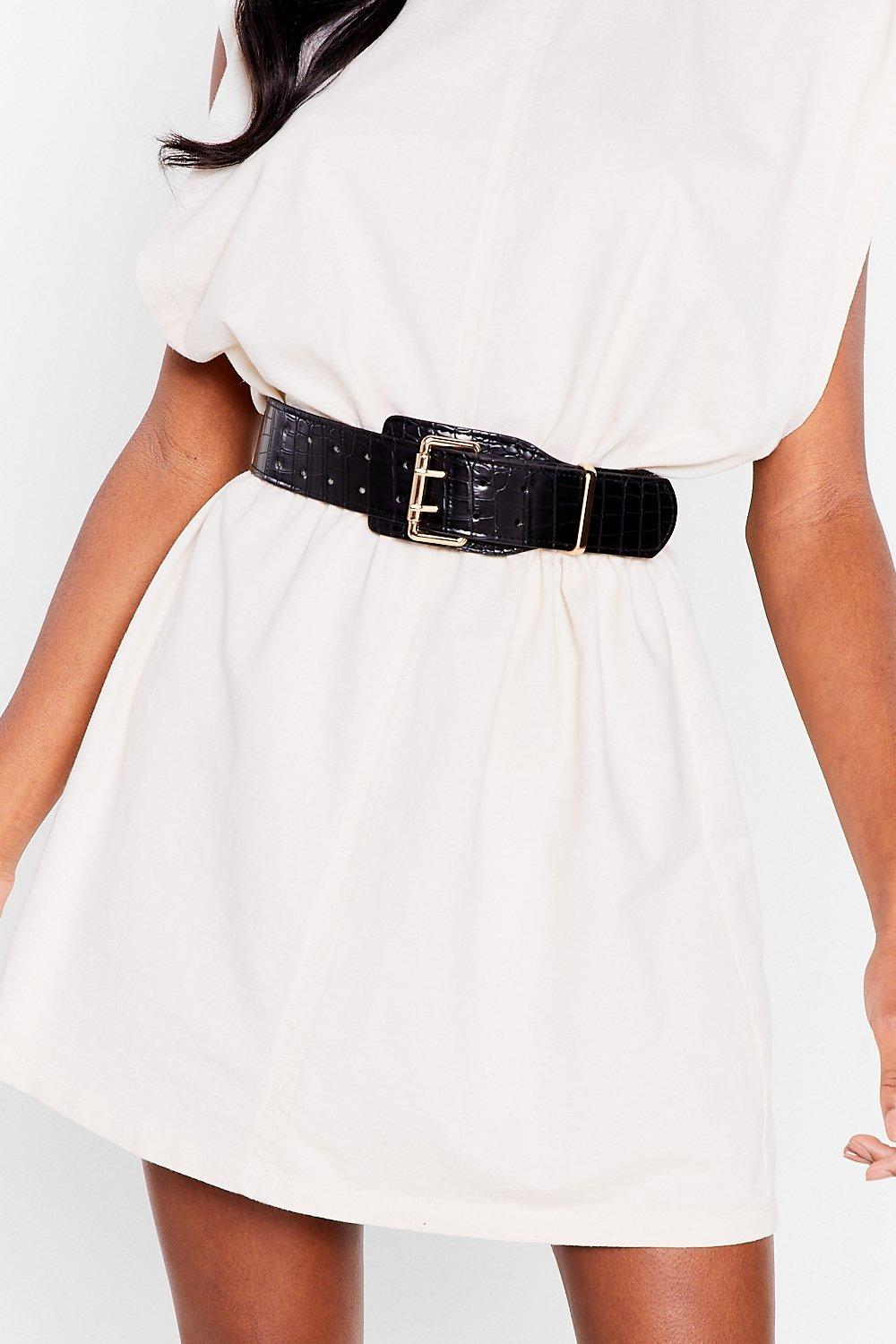 Leather Croc Chunky Waist Belt