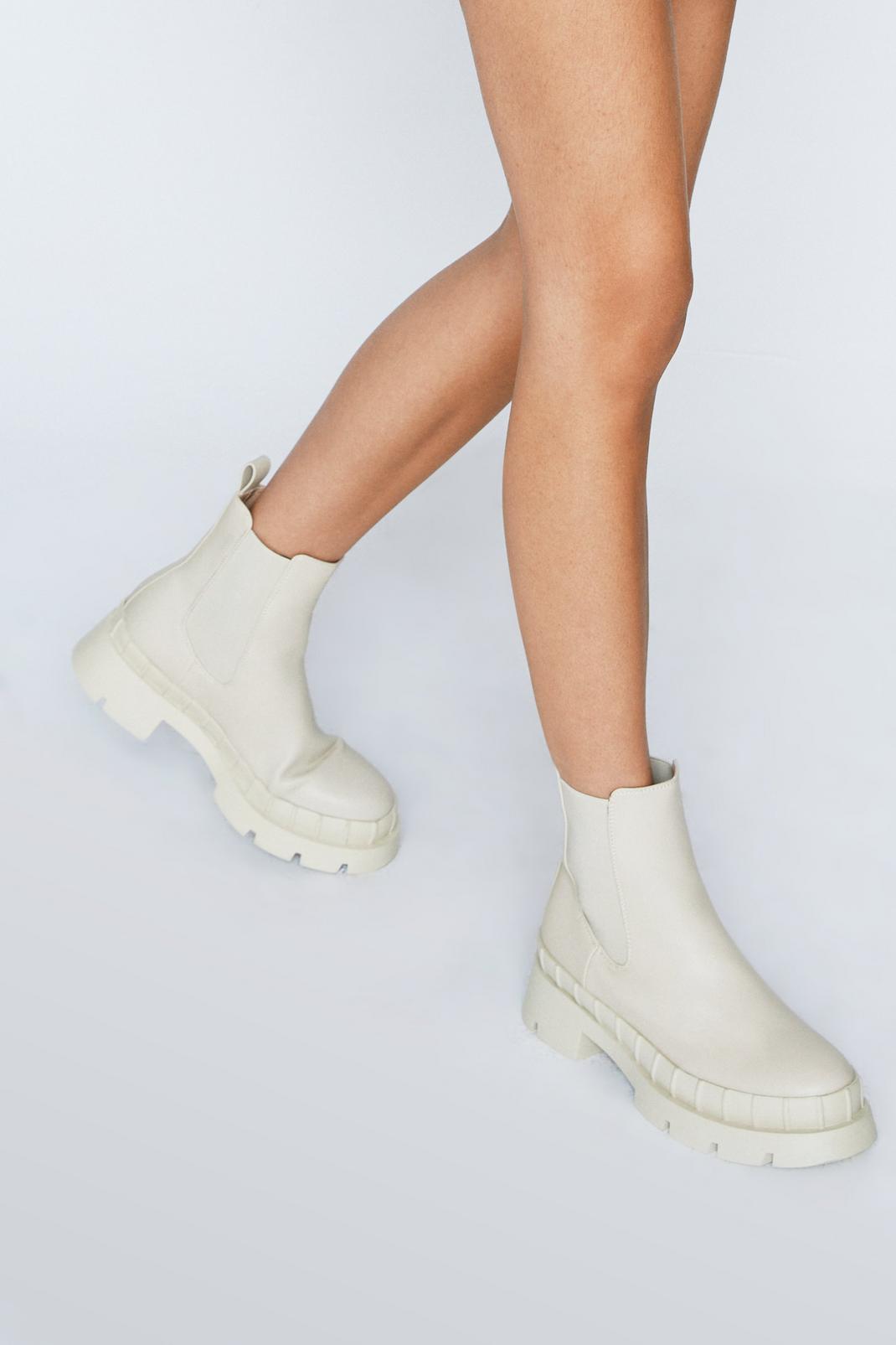 Ecru Go Your Own Way Wellie Chelsea Ankle Boots image number 1