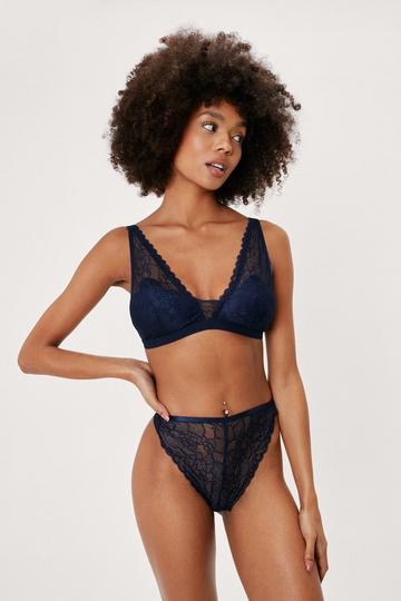 Lace Triangle Bralette Lingerie Set petrol