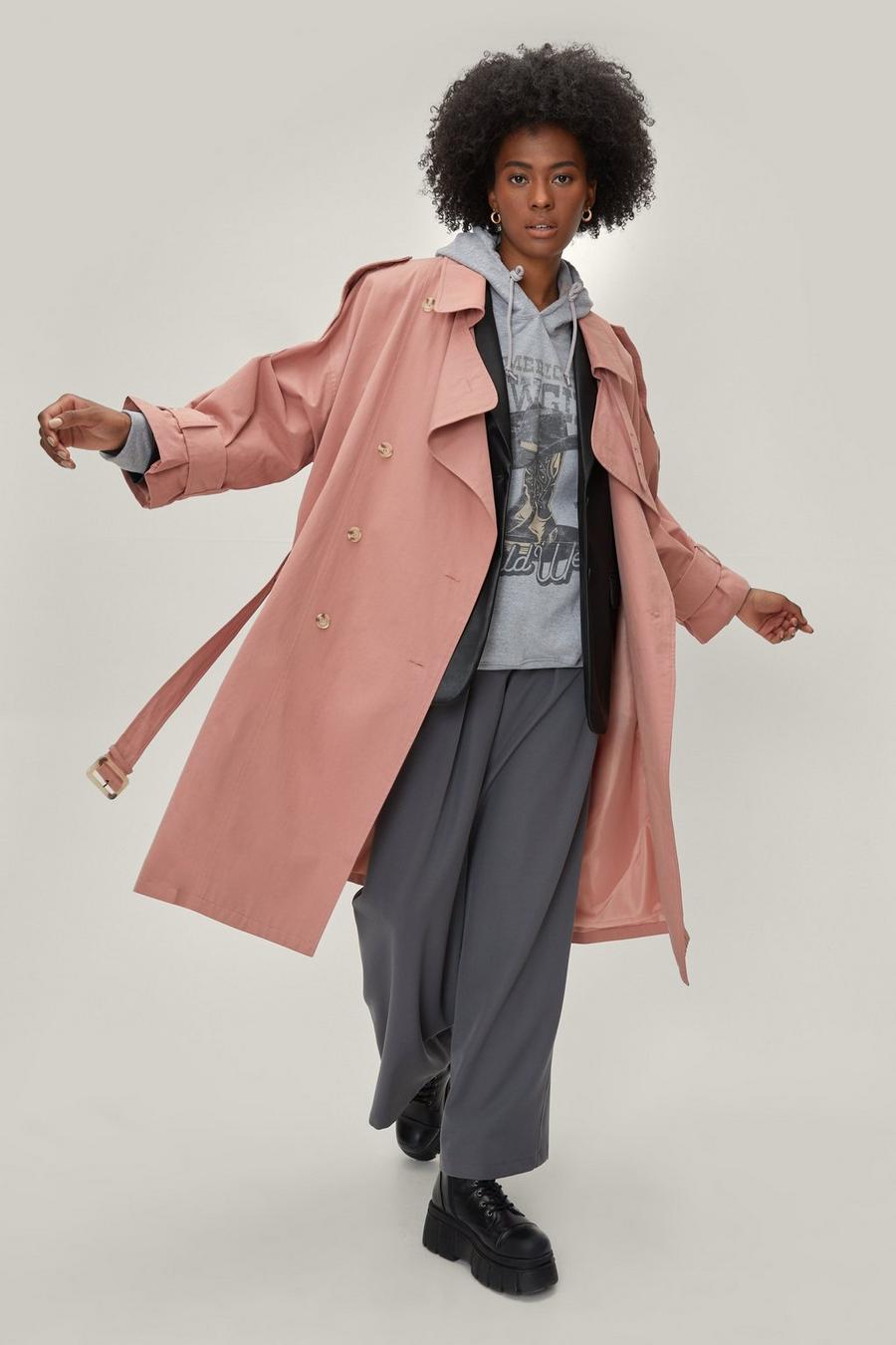 Belted Oversized Double Breasted Trench Coat