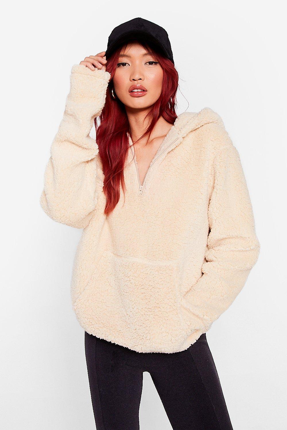 Faux fur oversized hoodie hotsell