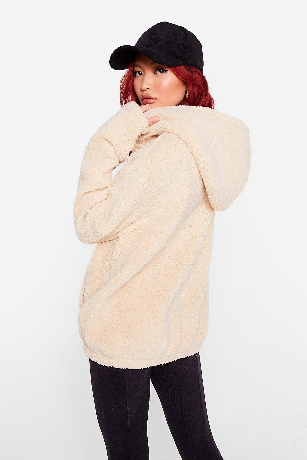 Keep Moving Fur ward Faux Fur Oversized Hoodie Nasty Gal