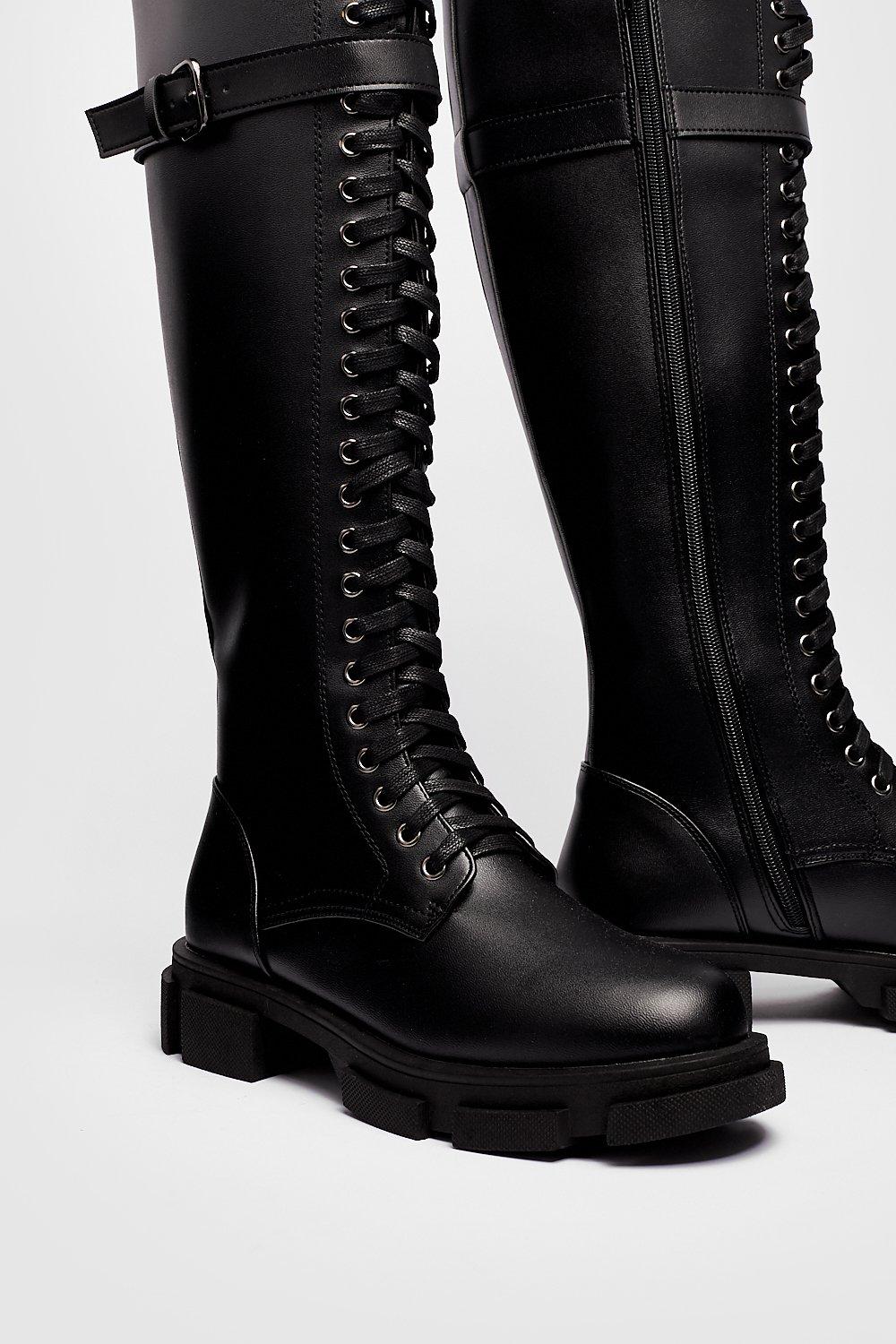 Nasty Gal Womens Lace Up Over The Knee Boots