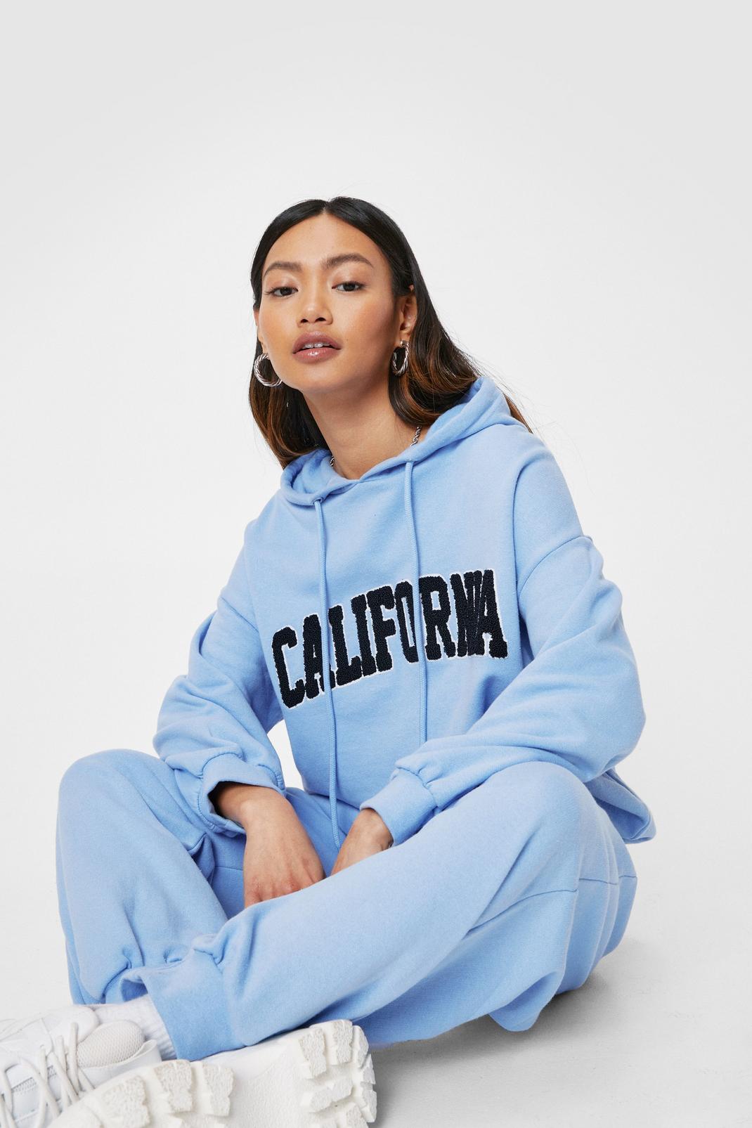 Baby blue Petite California Graphic Hoodie and Joggers Set image number 1
