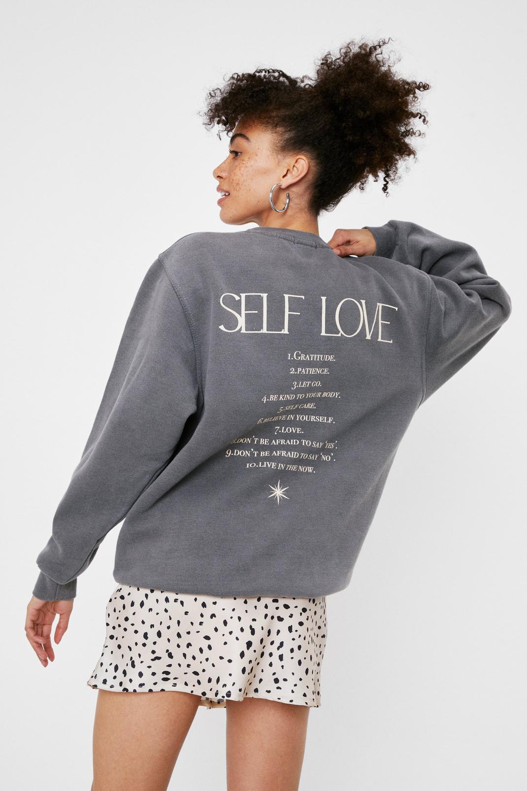 Charcoal Self Love Baby Oversized Graphic Sweatshirt image number 1