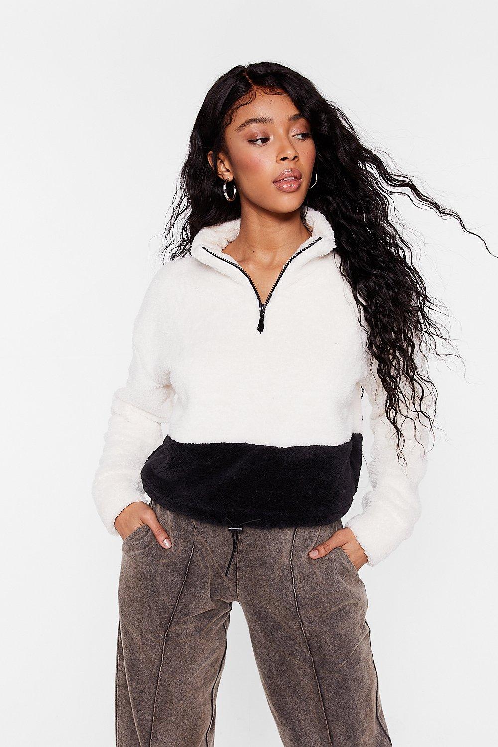 Faux shearling sweatshirt sale