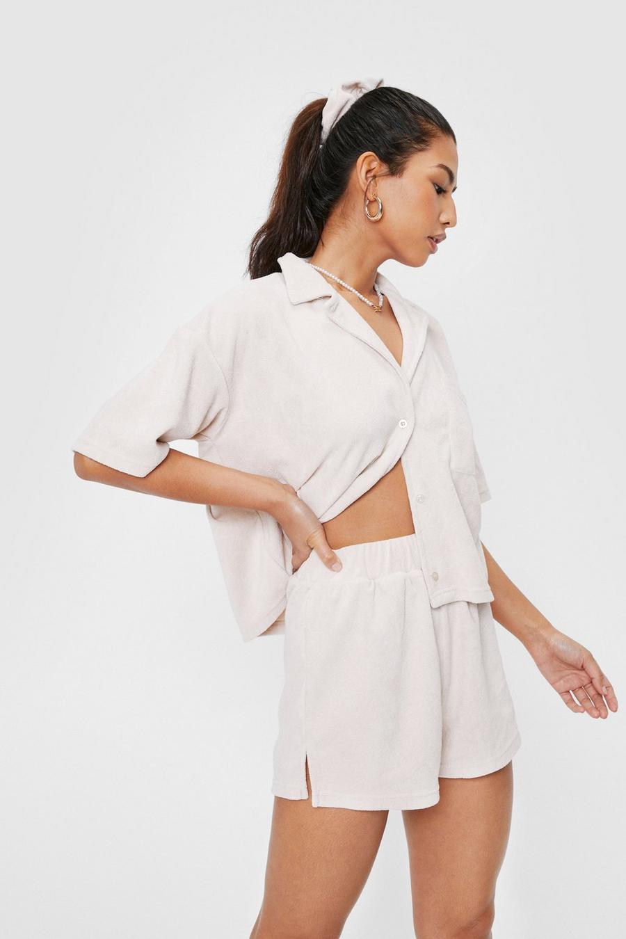 Towelling 3 Pc Shorts Scrunchie Cover Up Set