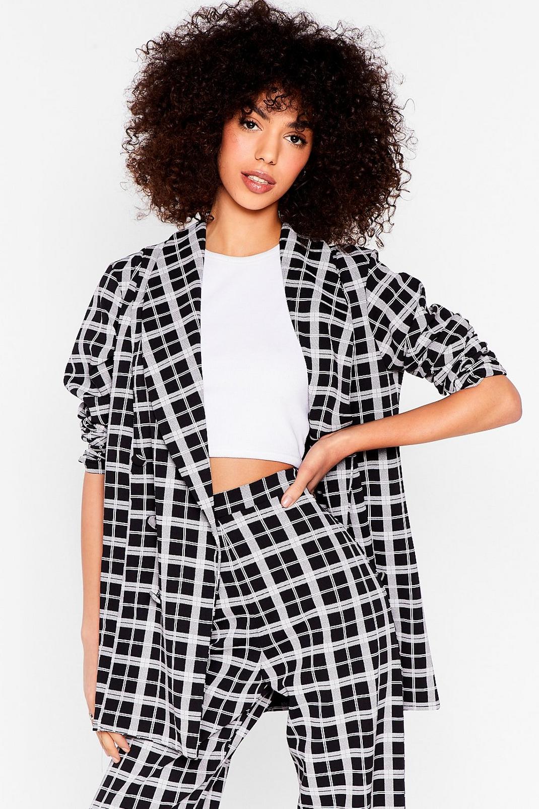 Black Check Relaxed Oversized Blazer image number 1