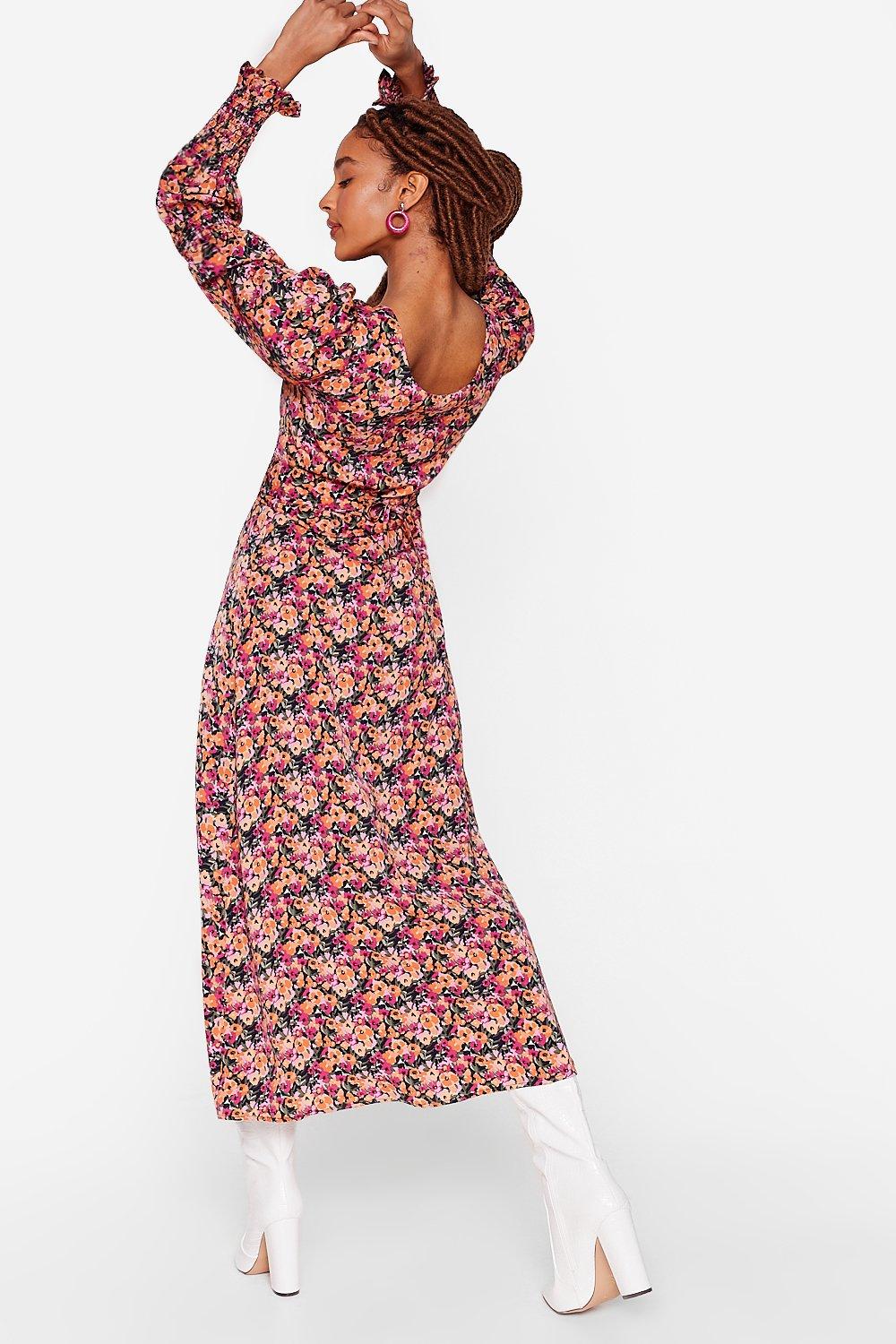 Floral flowy outlet midi dress