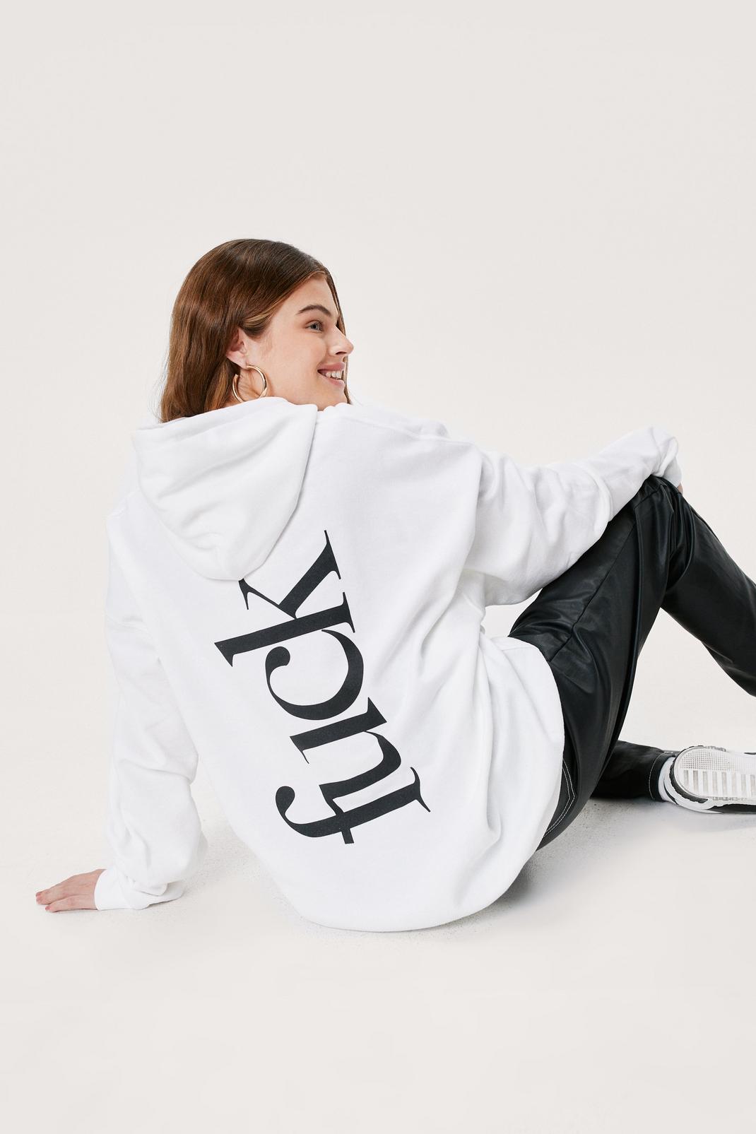 White Fuck Oversized Graphic Hoodie image number 1