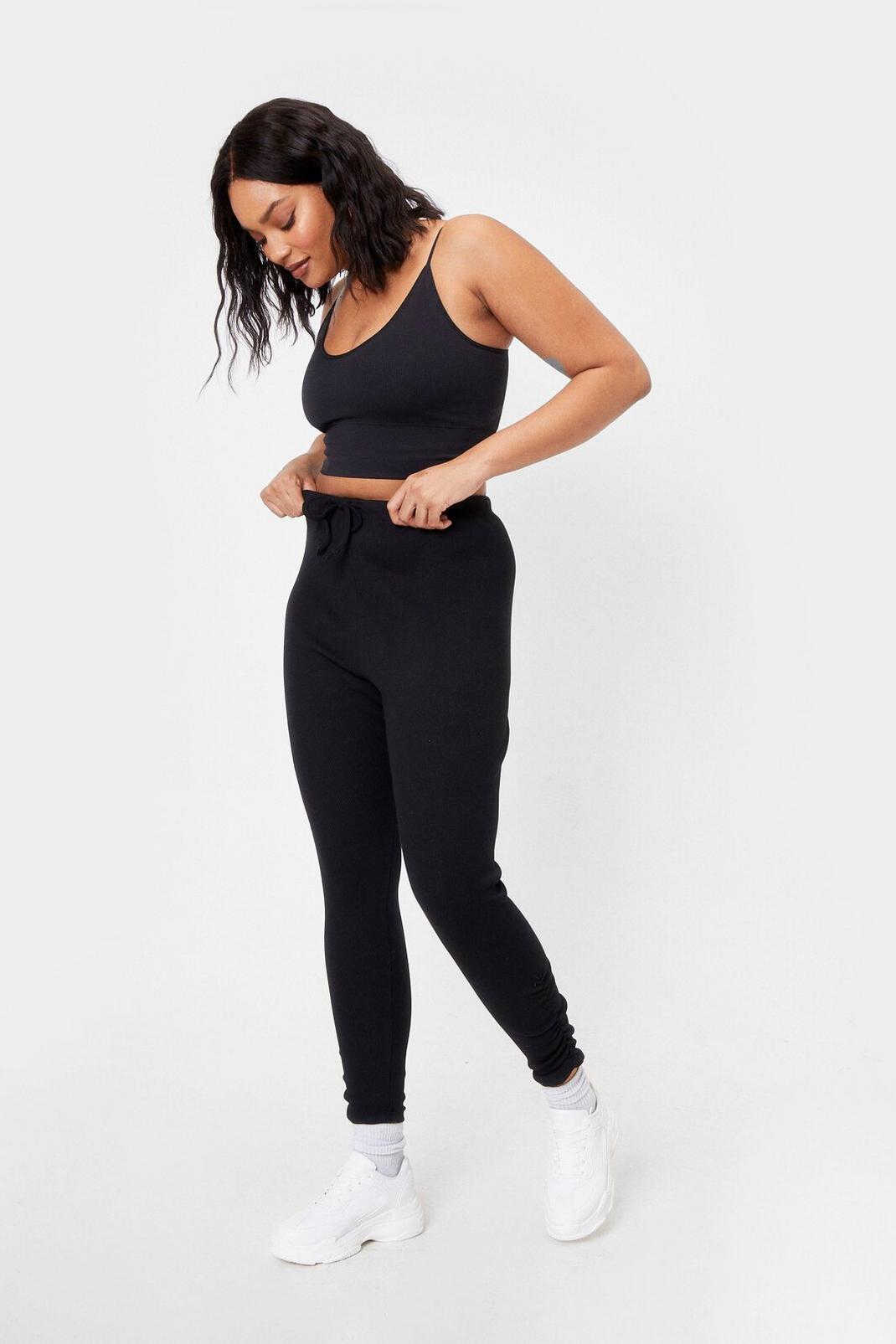 Plus Sized Ruched Tie Waist Leggings image number 1