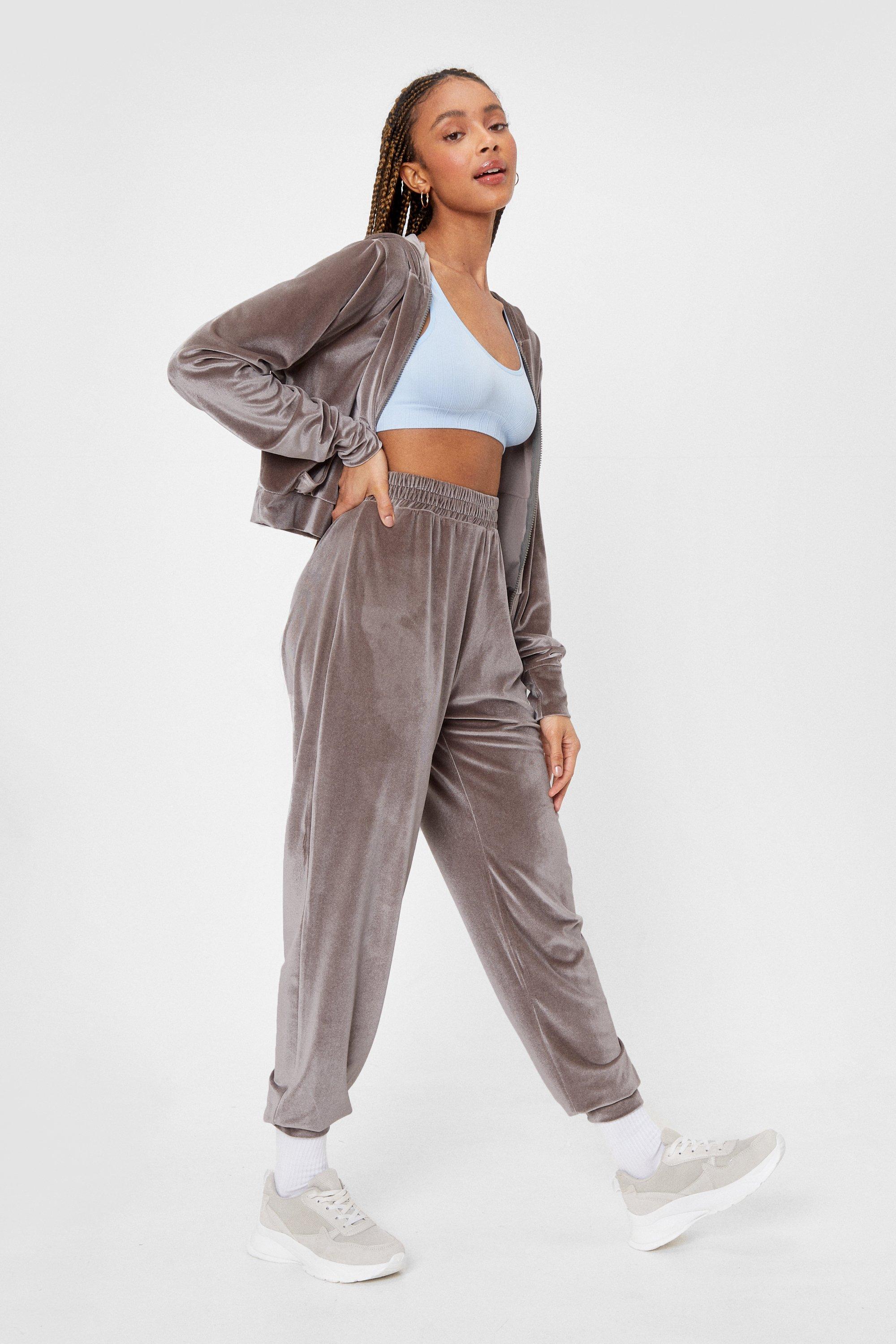 Set Em Straight Velvet Hoodie and Tracksuit Pants Set Nasty Gal