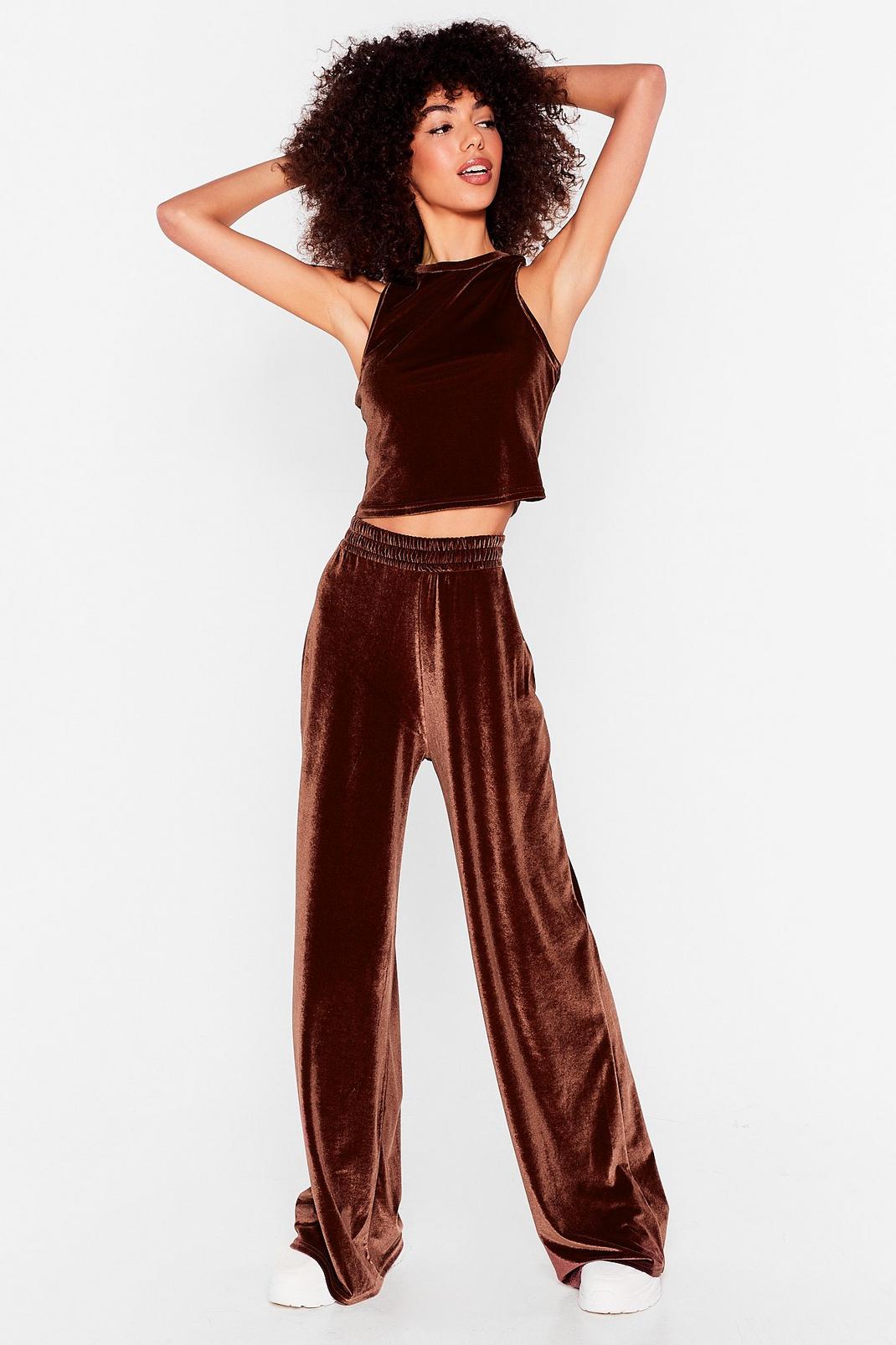 Chocolate Velvet Racerback Top and Pants Set image number 1