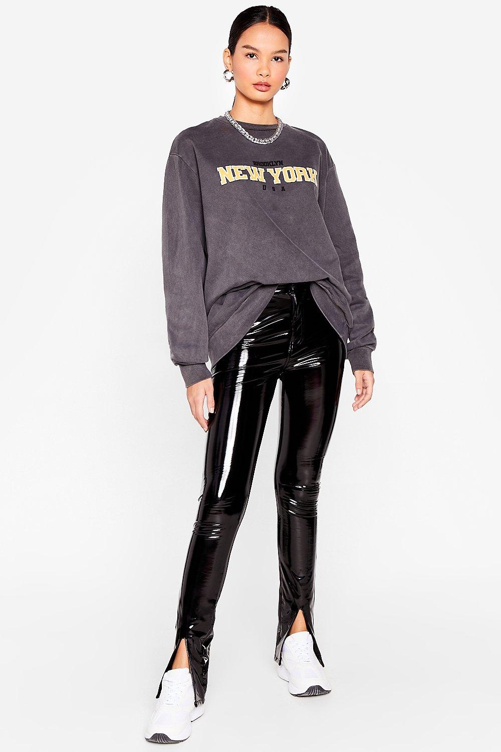 Topshop store vinyl jeans