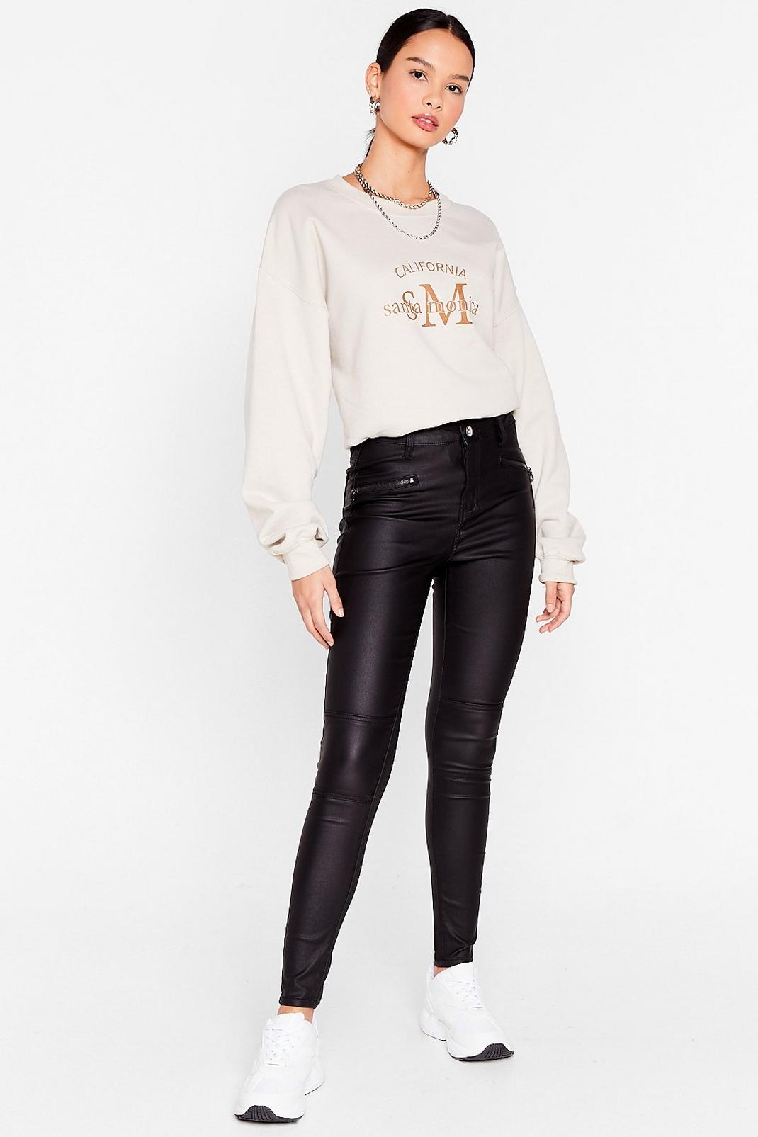 Tight Faux Leather Zip Trousers image number 1
