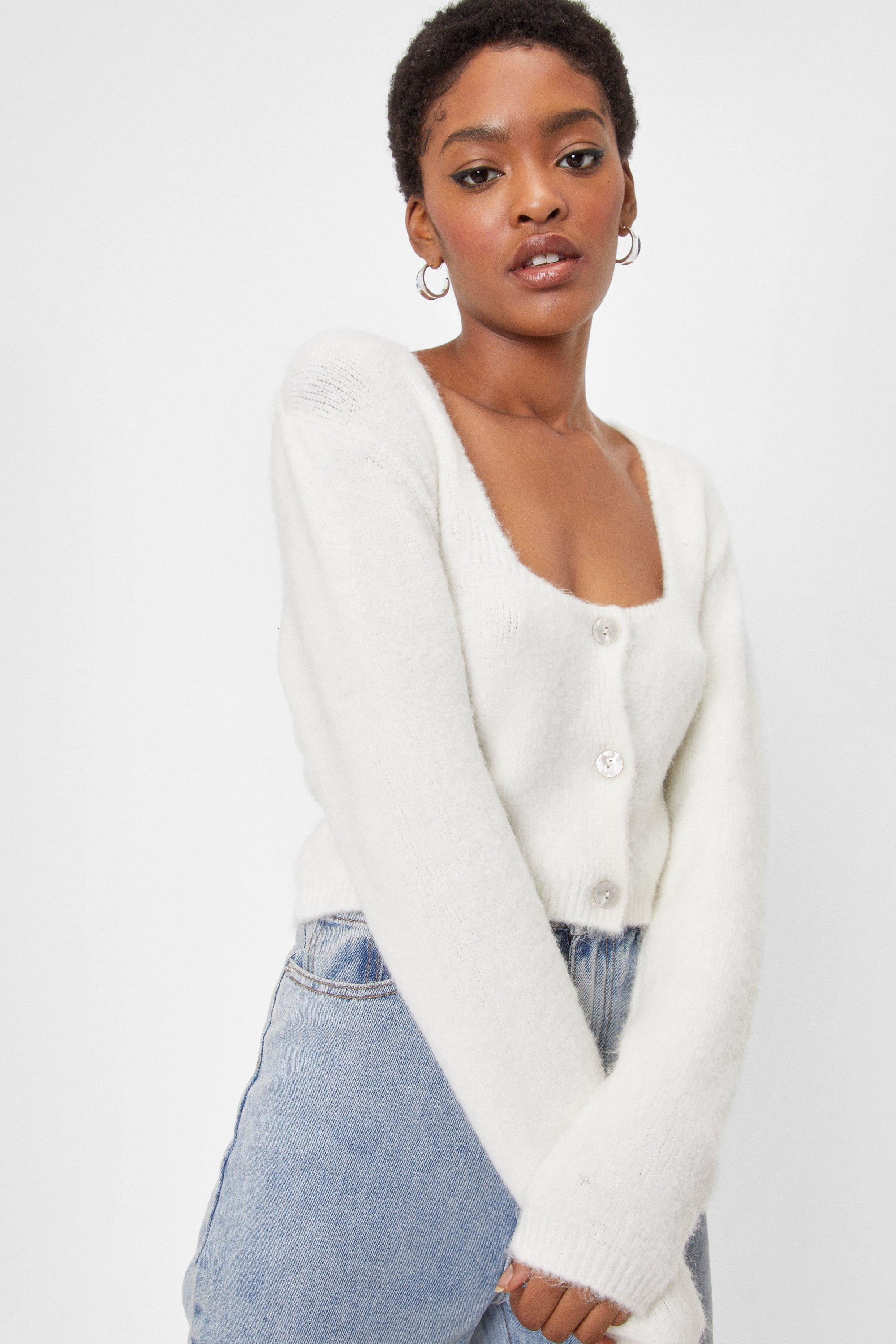 Knitted Button Down Cropped Cardigan Nasty Gal