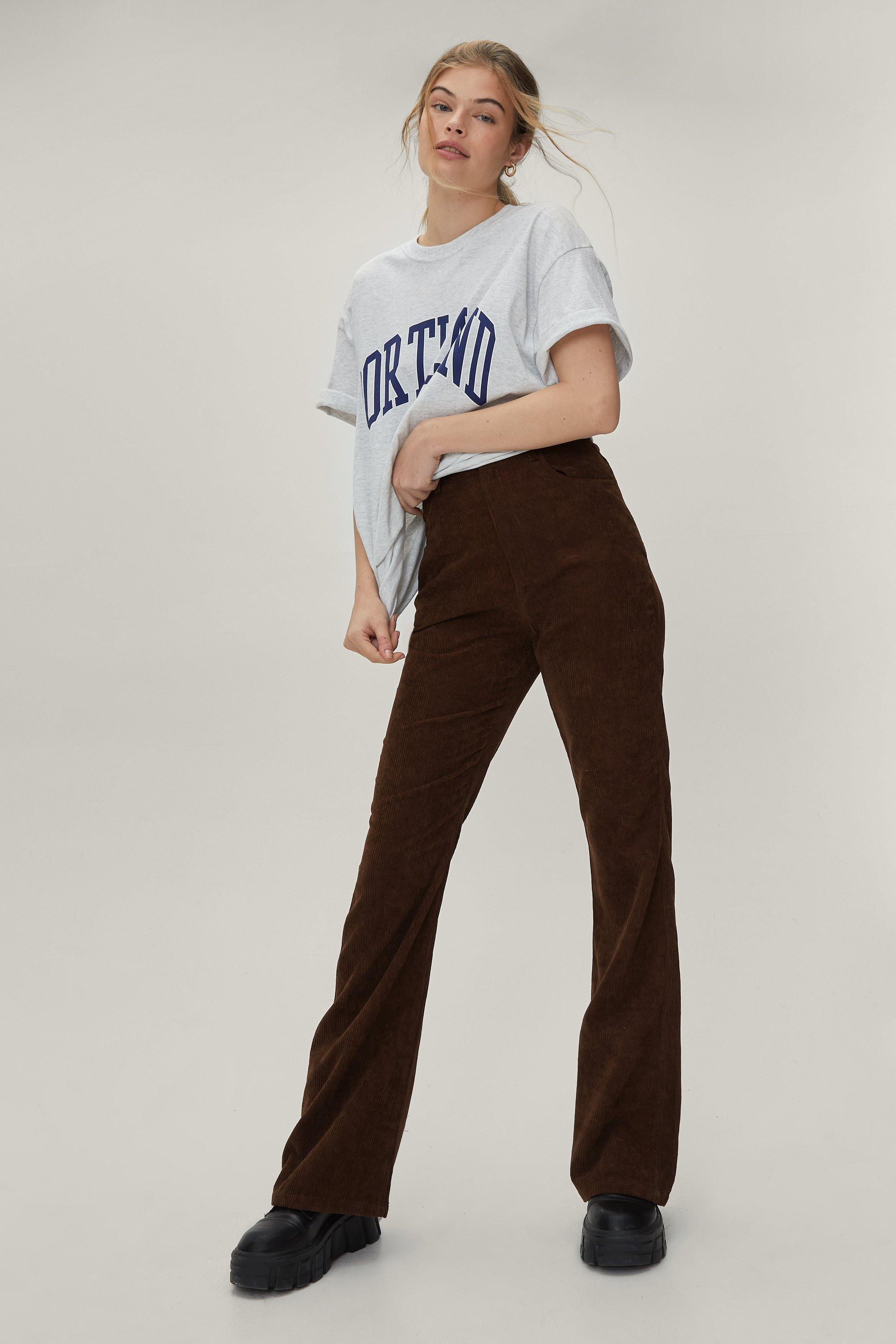 Corduroy High-Waisted Flare Trousers