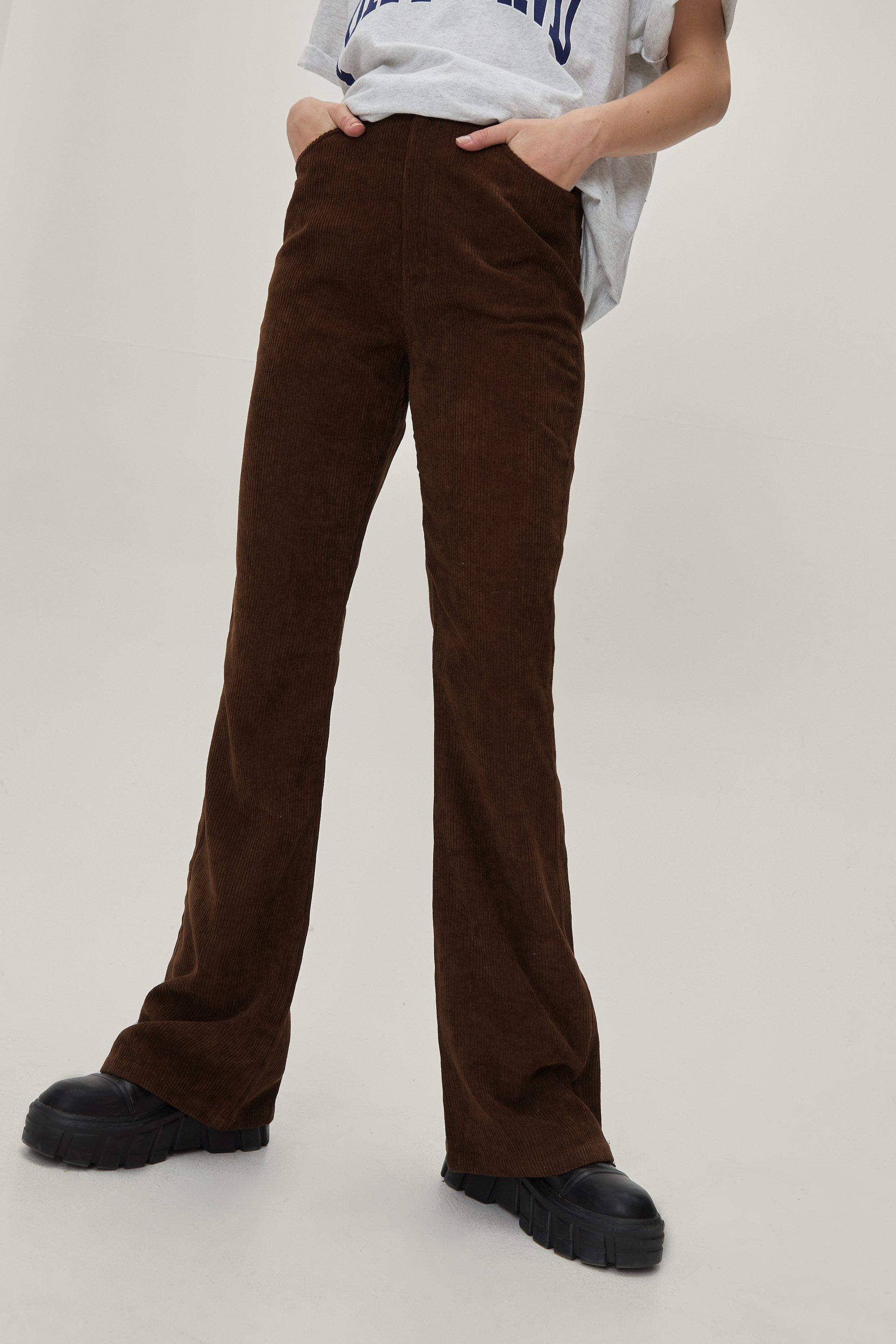 Corduroy High Waist Flare Trousers