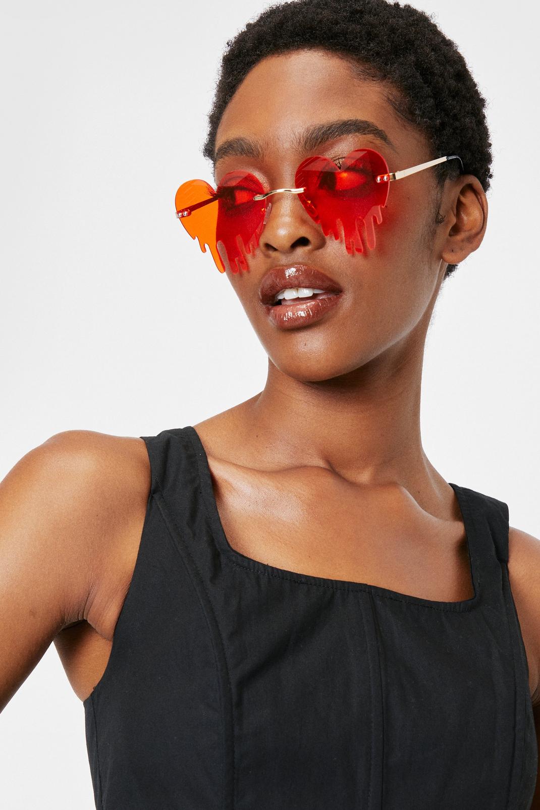 Red Melts Our Hearts Tinted Framless Sunglasses image number 1