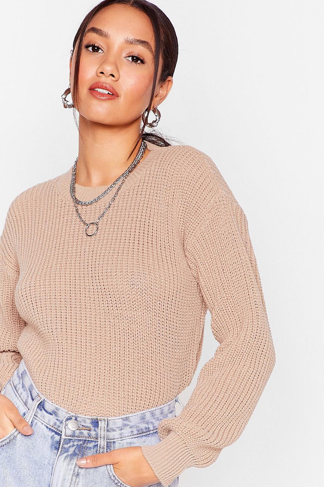 Stone Have Knit Your Way Petite Oversized Jumper image number 1