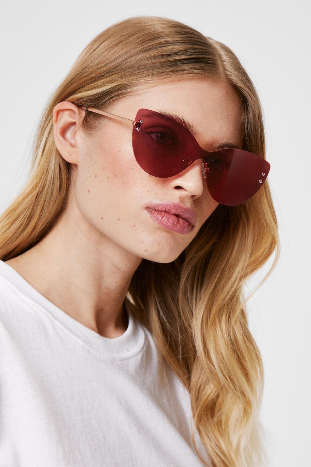 Pink Mirrored Oversized Cat Eye Sunglasses image number 1