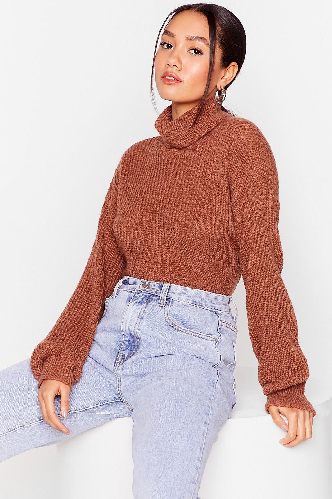 Rust Roll on Baby Petite Turtleneck Sweater image number 1
