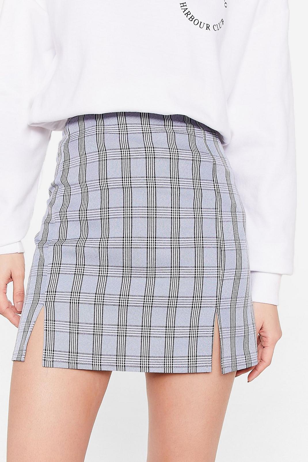 106 Petite Check Slit A Line Mini Skirt image number 2