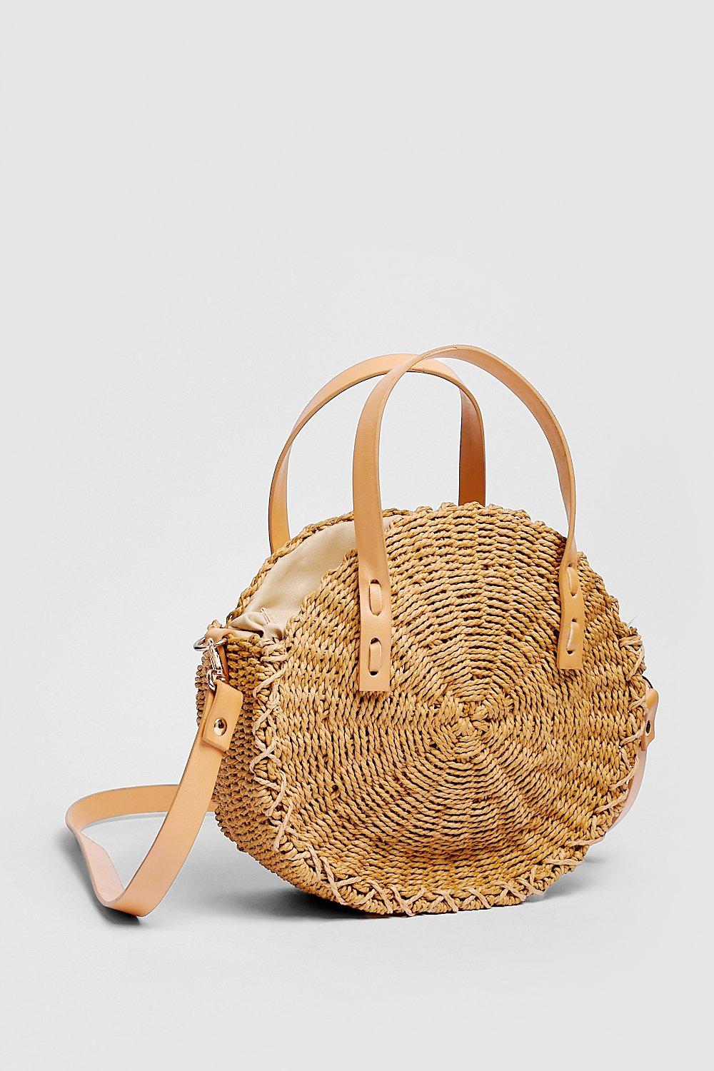 Woven Circular Straw Crossbody Bag