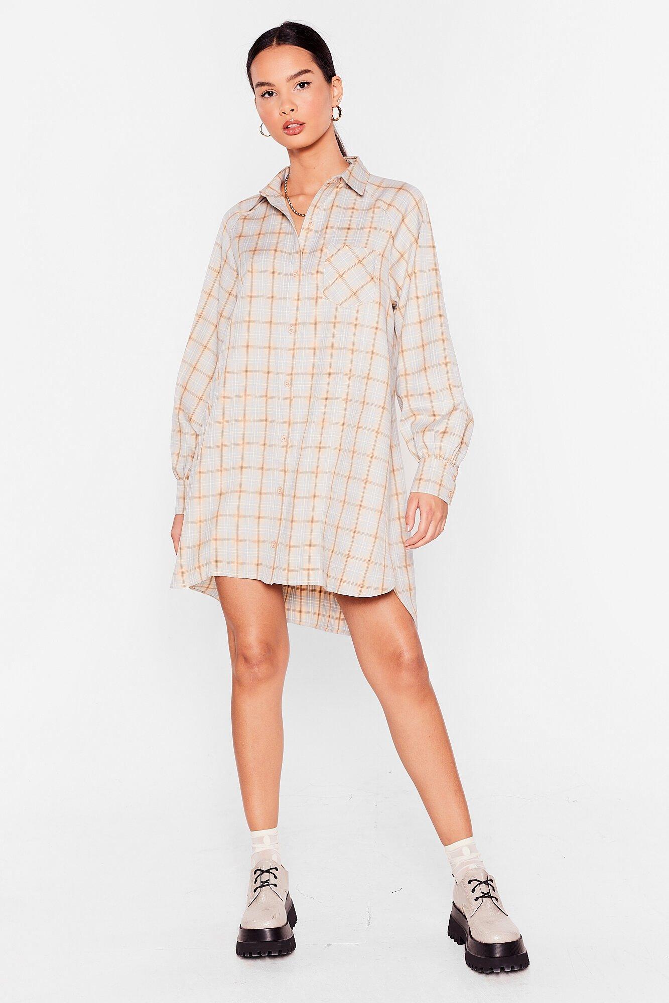 Robe chemise oversize a carreaux Tu es carrement ma personne preferee